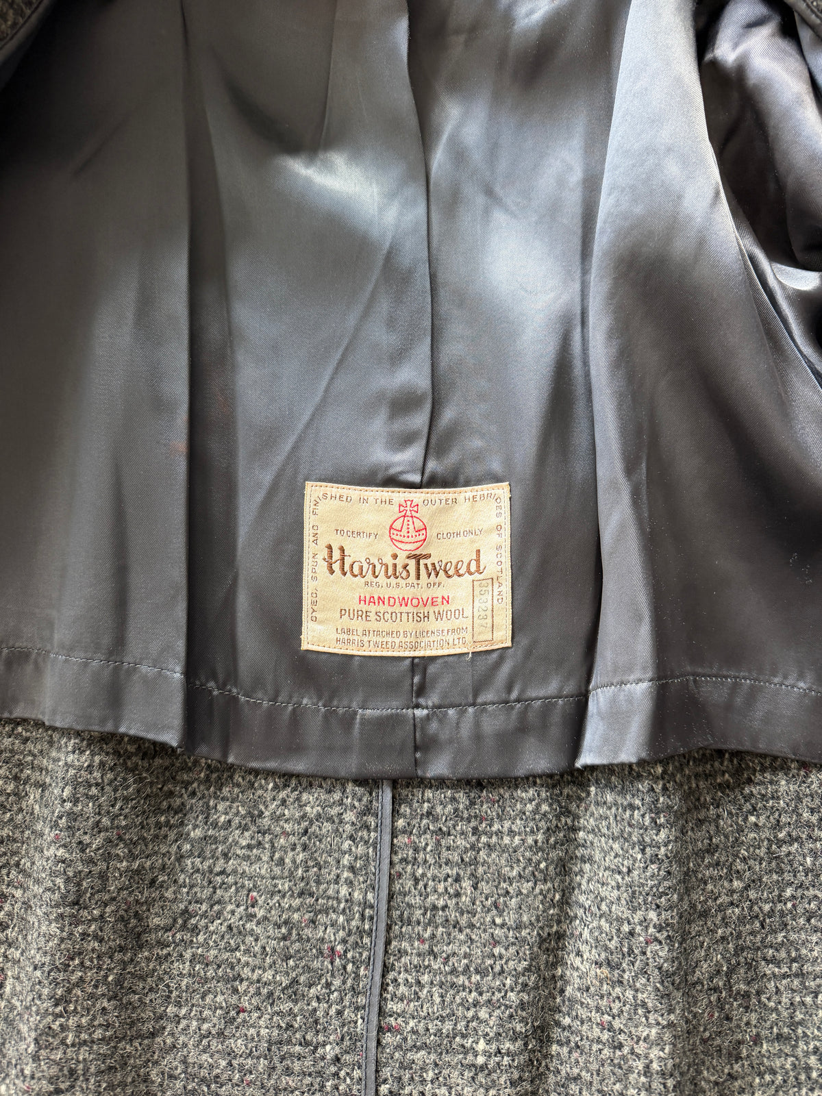 1960s Vintage Gray Harris Tweed Scottish Wool Coat