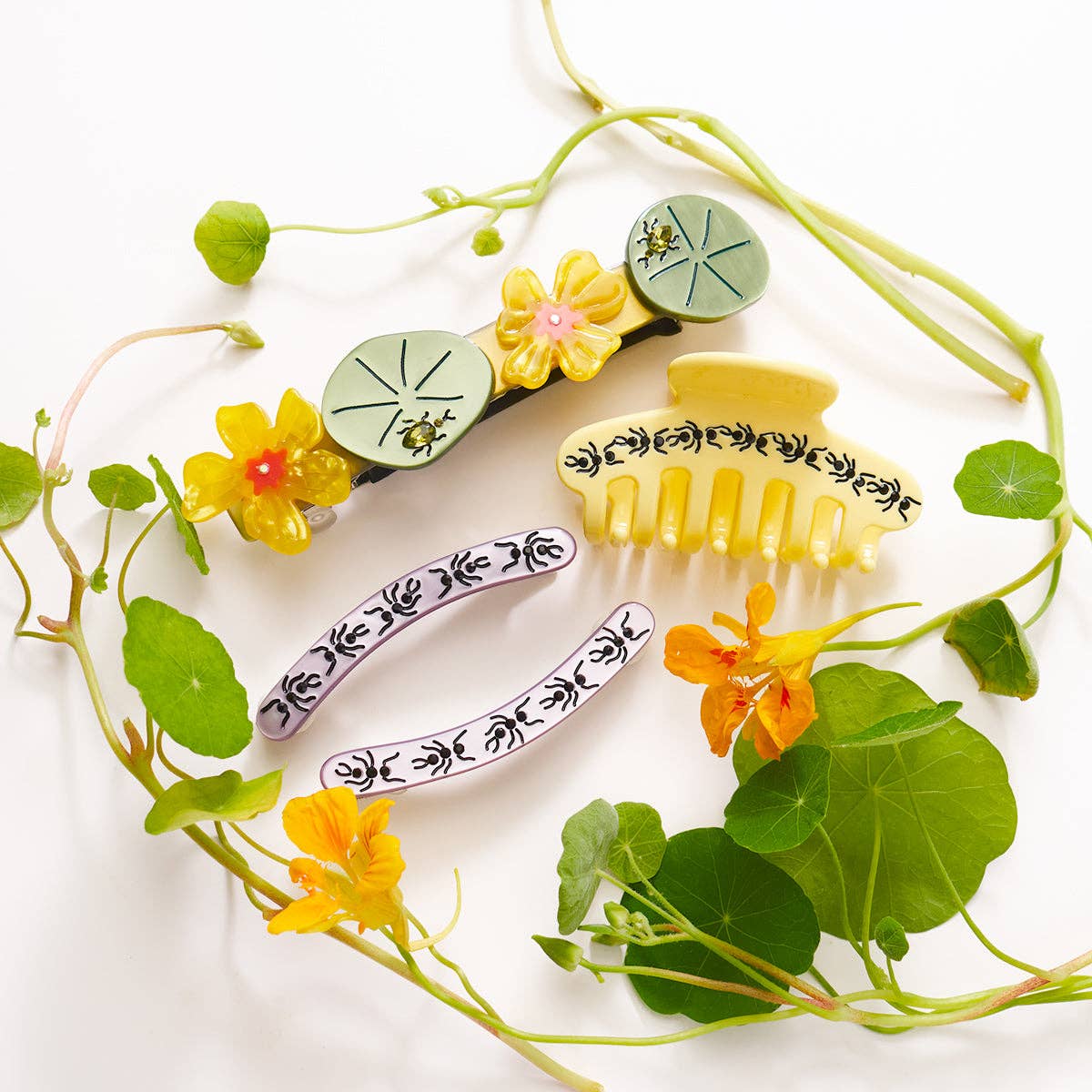 Jeweled Nasturtium French Barrette | Winona Irene