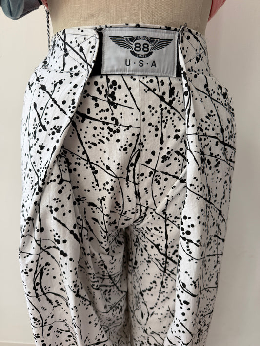 1990's Vintage Splatter Paint Velcro Roundhouse Pants