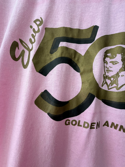 1984 Vintage Pink Elvis Presley Golden Anniversary Thin Tee