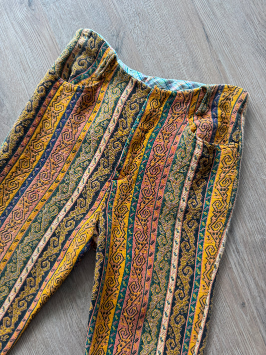 1960s Vintage Handmade Groovy Tapestry Bellbottom Pants - 32" x 28"