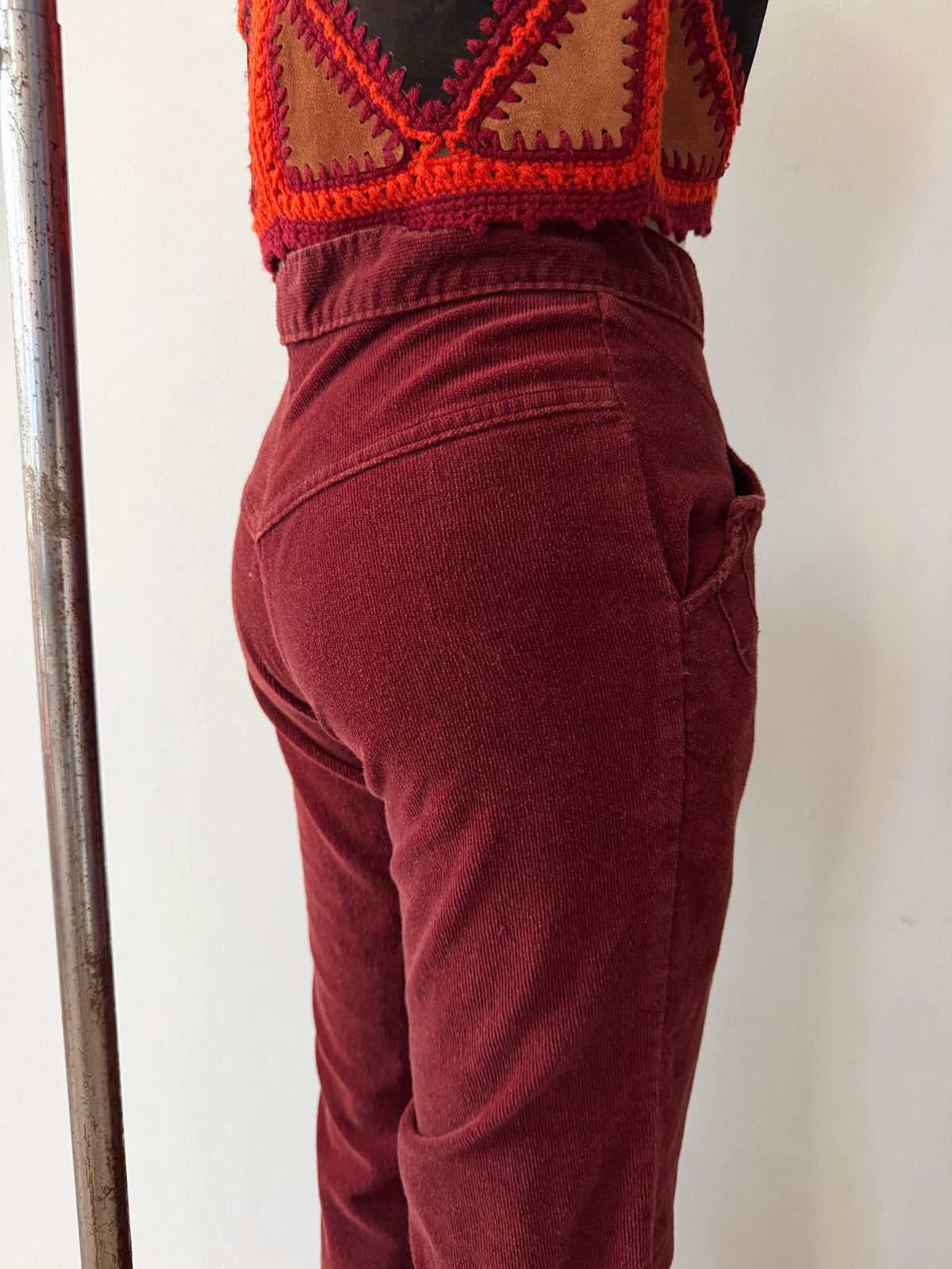 1970s Vintage Soft Brick Red Corduroy Pants by "Rhythm and Blues" - 26"