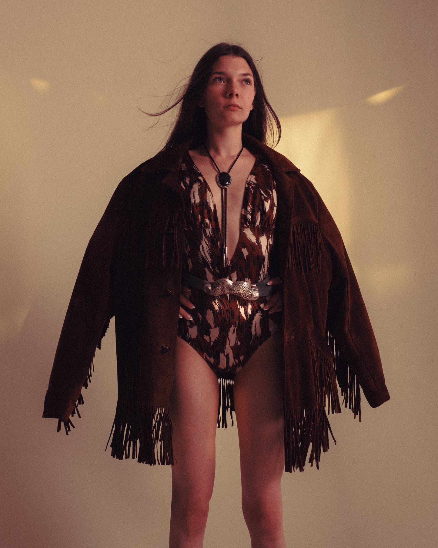 1970s Vintage Dark Suede Fringe Jacket