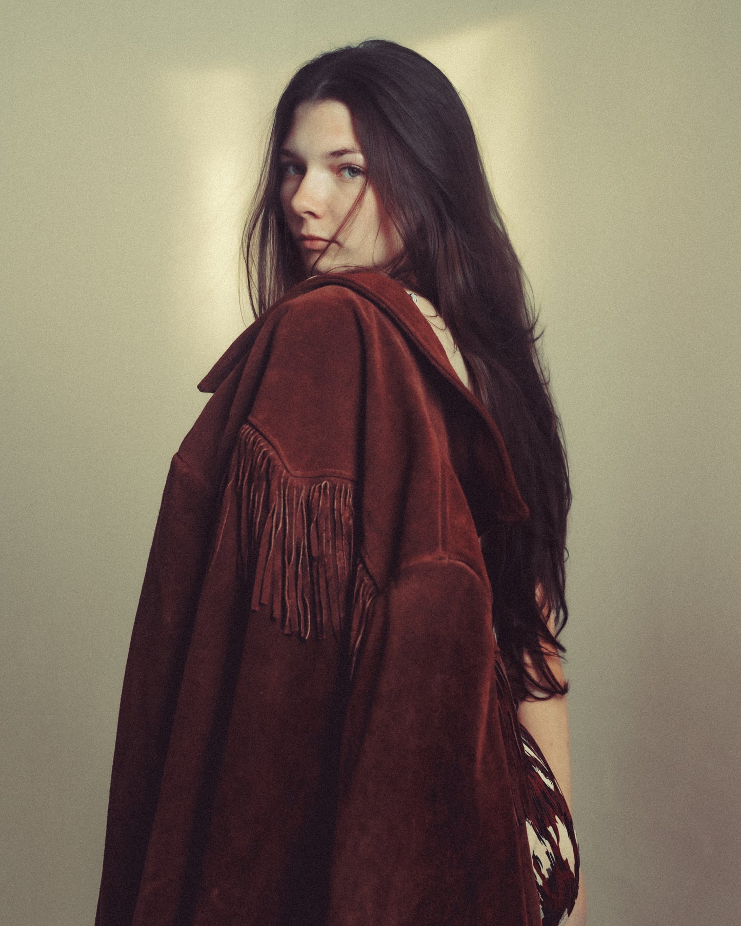 1970s Vintage Dark Suede Fringe Jacket