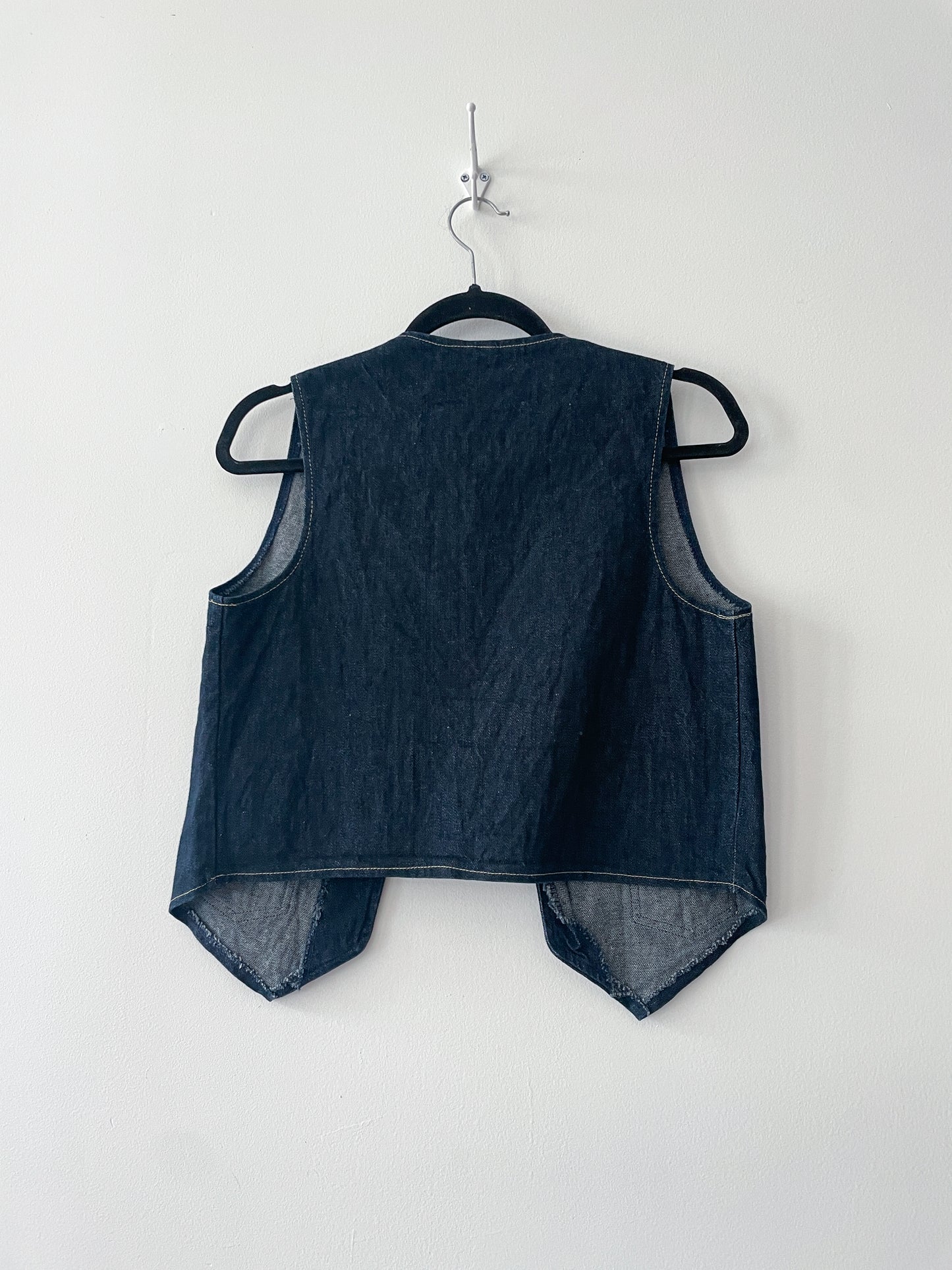 1970s Vintage Western Style Denim Open 2 Pocket Vest