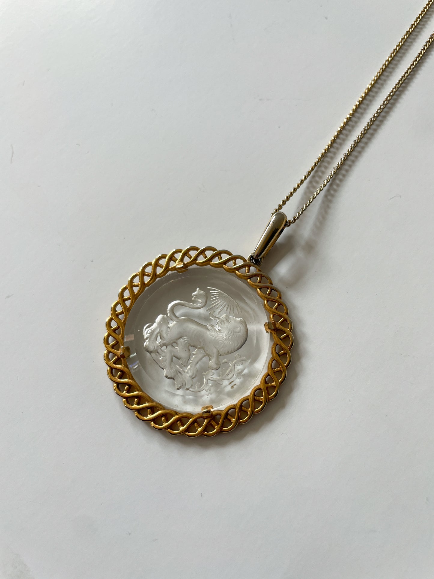 1970s Vintage Leo Zodiac Pendant Statement Necklace by Trifari