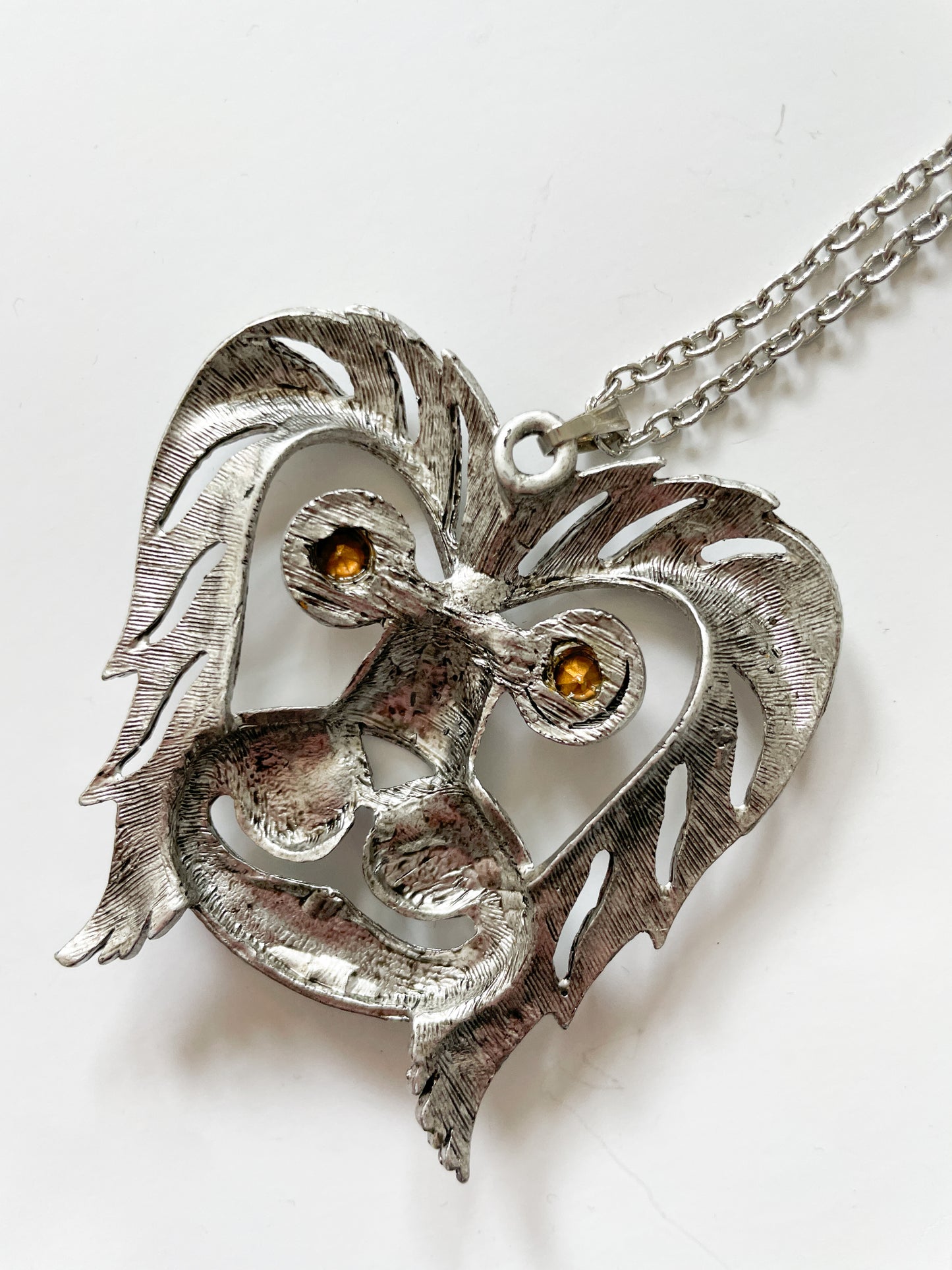 1970s Vintage Lion's Head Novelty Statement Necklace