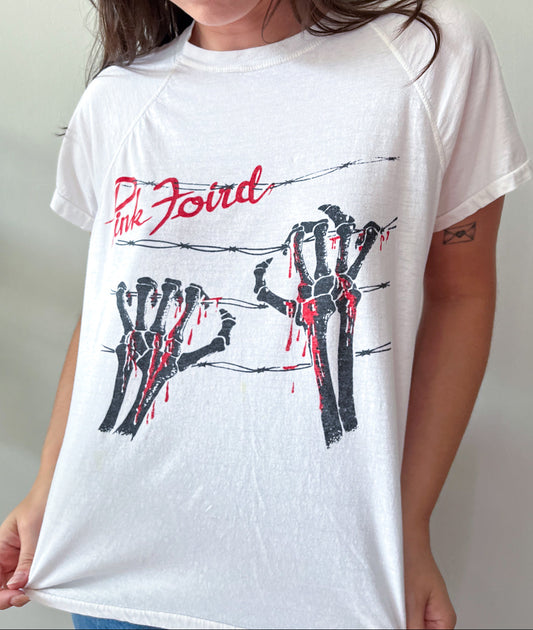 1970s Vintage European Pink Floyd "Pink Foird" Misspelled Bootleg Raglan Tee