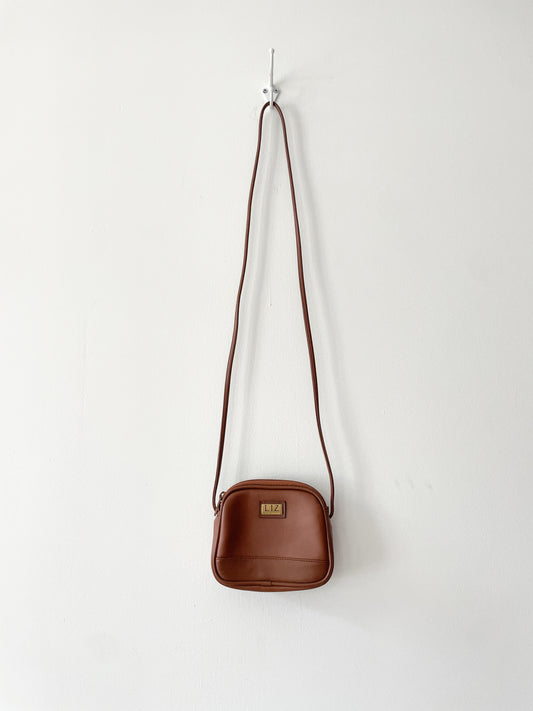 1990s Vintage LIZ by Liz Claiborne Brown Vinyl Crossbody Purse w/ Wallet
