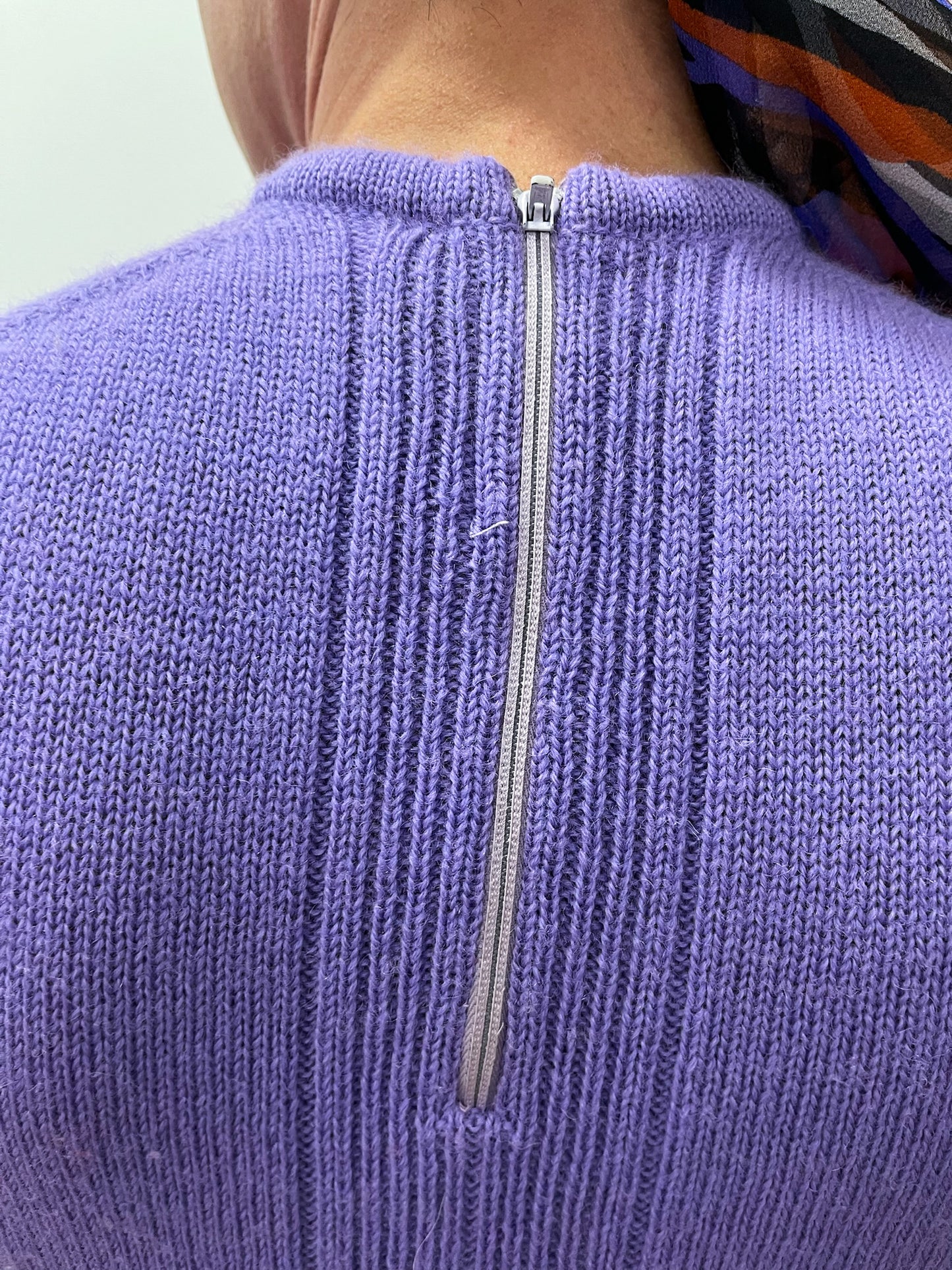 1970s Vintage Knit Lavender Purple Mini Dress