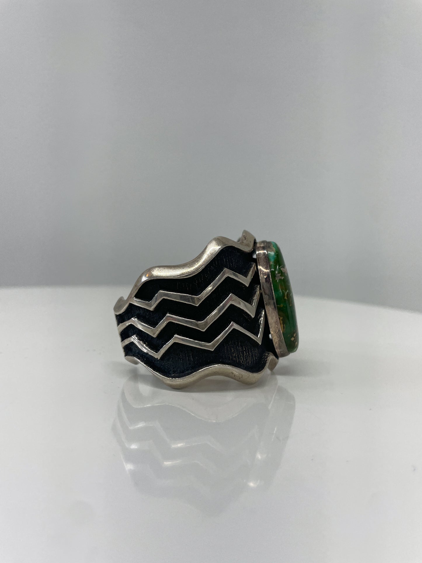 Cerillos Turquoise Tufa Cast Cuff by Aaron Anderson Diné Navajo Modern Y2K