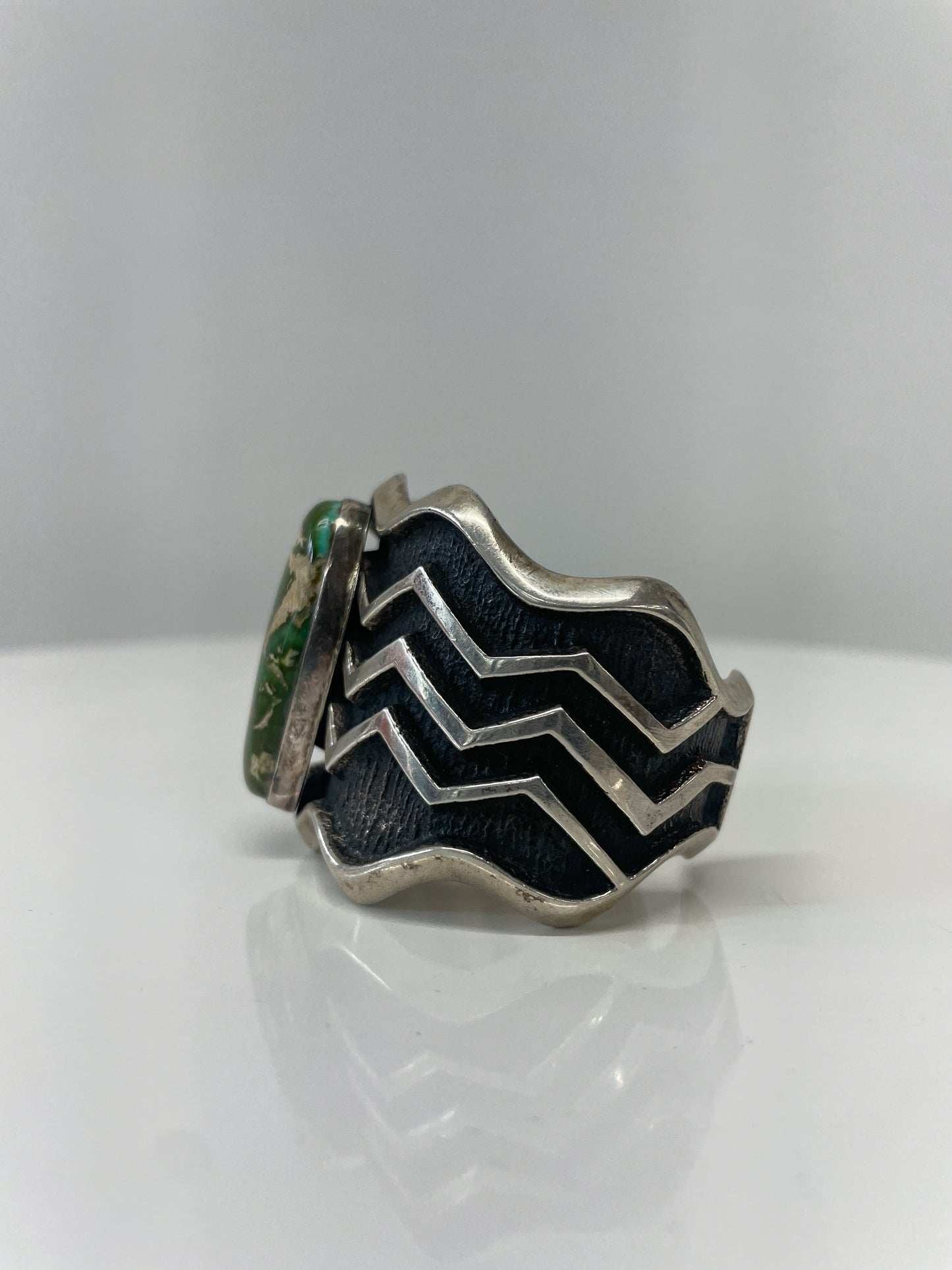 Cerillos Turquoise Tufa Cast Cuff by Aaron Anderson Diné Navajo Modern Y2K