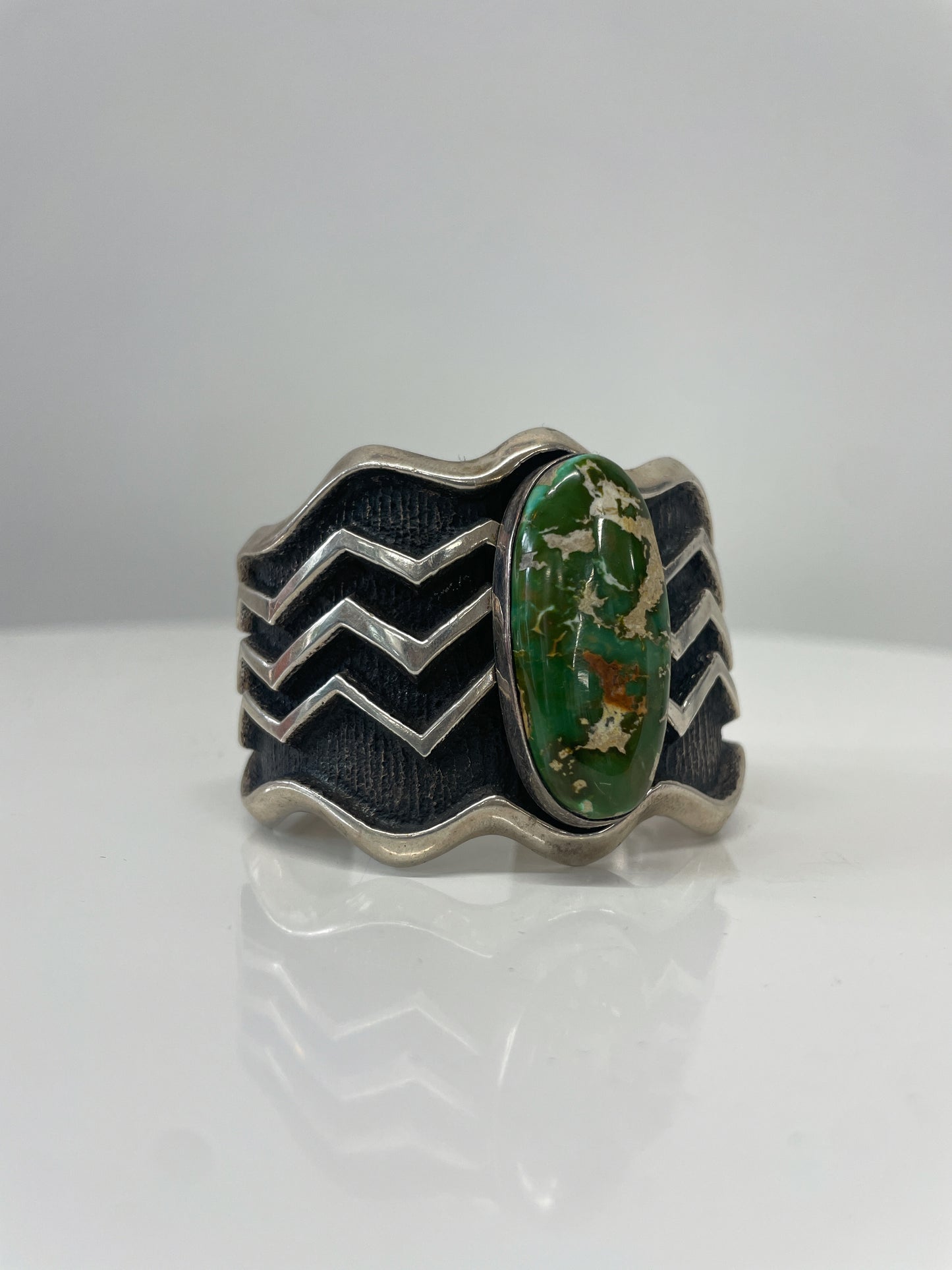 Cerillos Turquoise Tufa Cast Cuff by Aaron Anderson Diné Navajo Modern Y2K