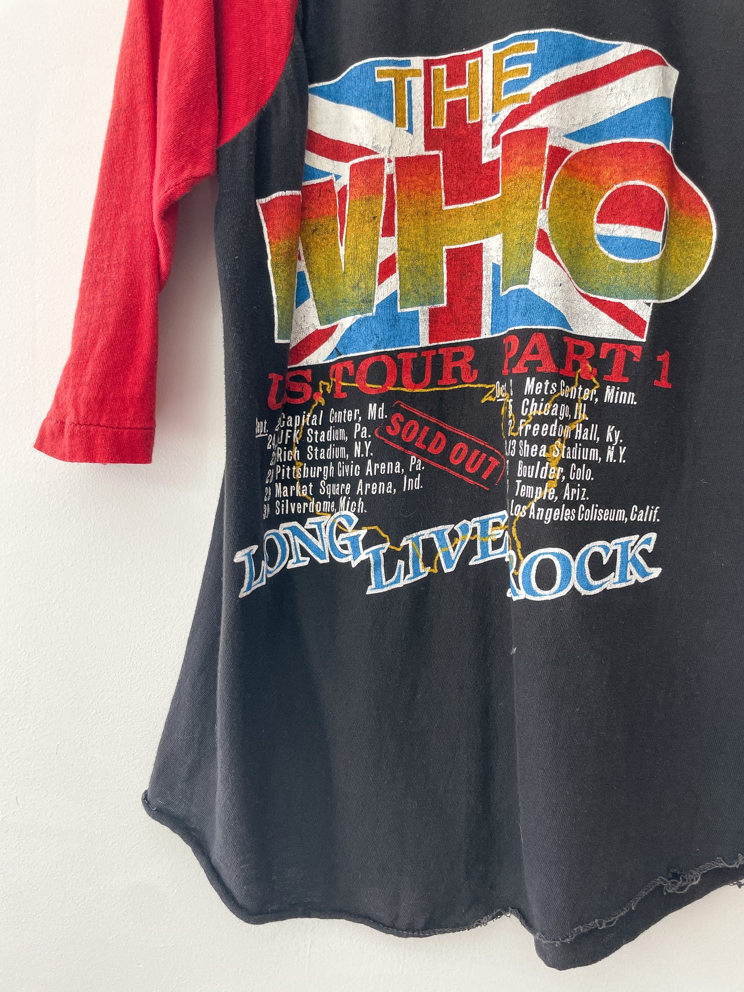 1982 Vintage The Who "The Last U.S. Tour Part 1" Concert Raglan Tee Shirt 1980s