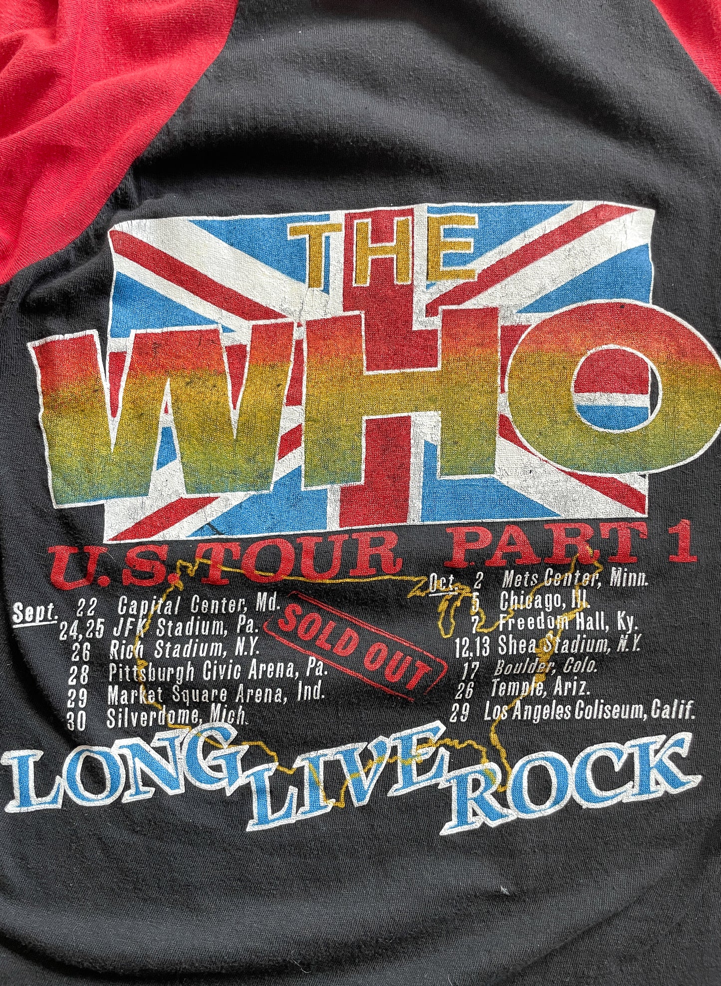 1982 Vintage The Who "The Last U.S. Tour Part 1" Concert Raglan Tee Shirt 1980s
