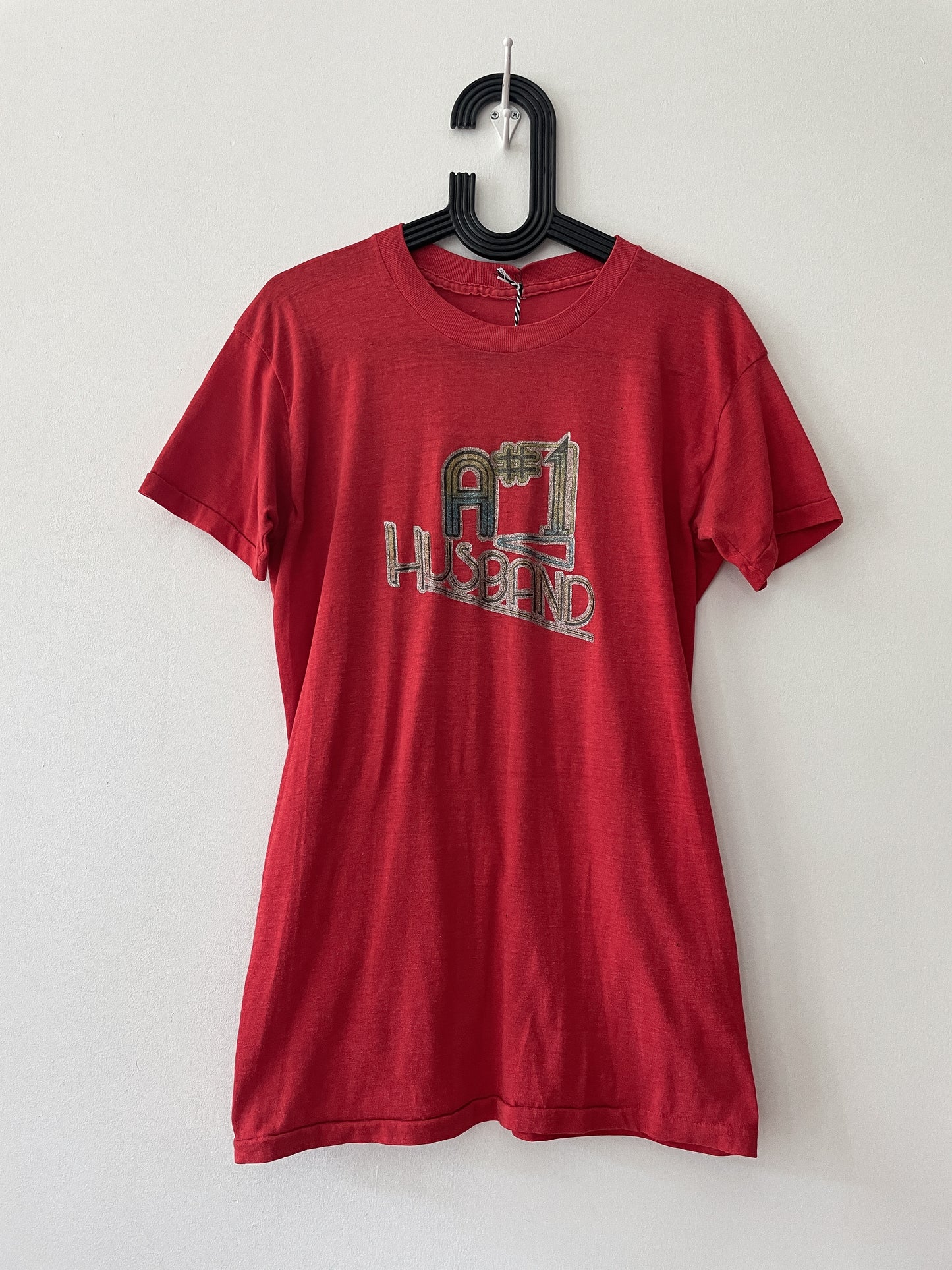 1970s Vintage A #1 Husband Glitter Iron On Tee Shirt