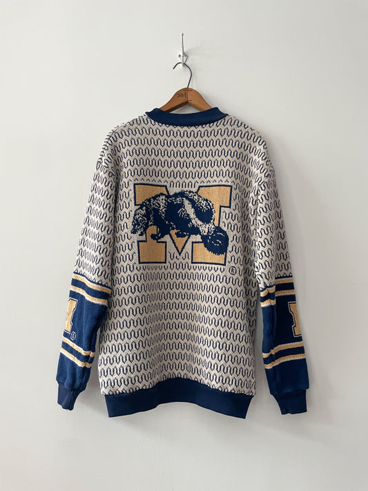 1990s Vintage University of Michigan Tapestry Blanket Knit Sweater