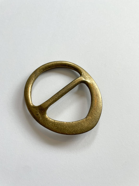 1970s Vintage Asymmetrical Brass Belt Buckle by Brazen Brass Co