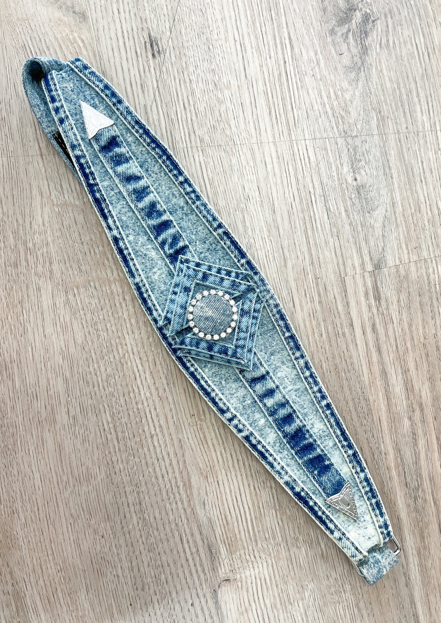 1990s Vintage Stone Wash Belt With Rhinestones - OSFM