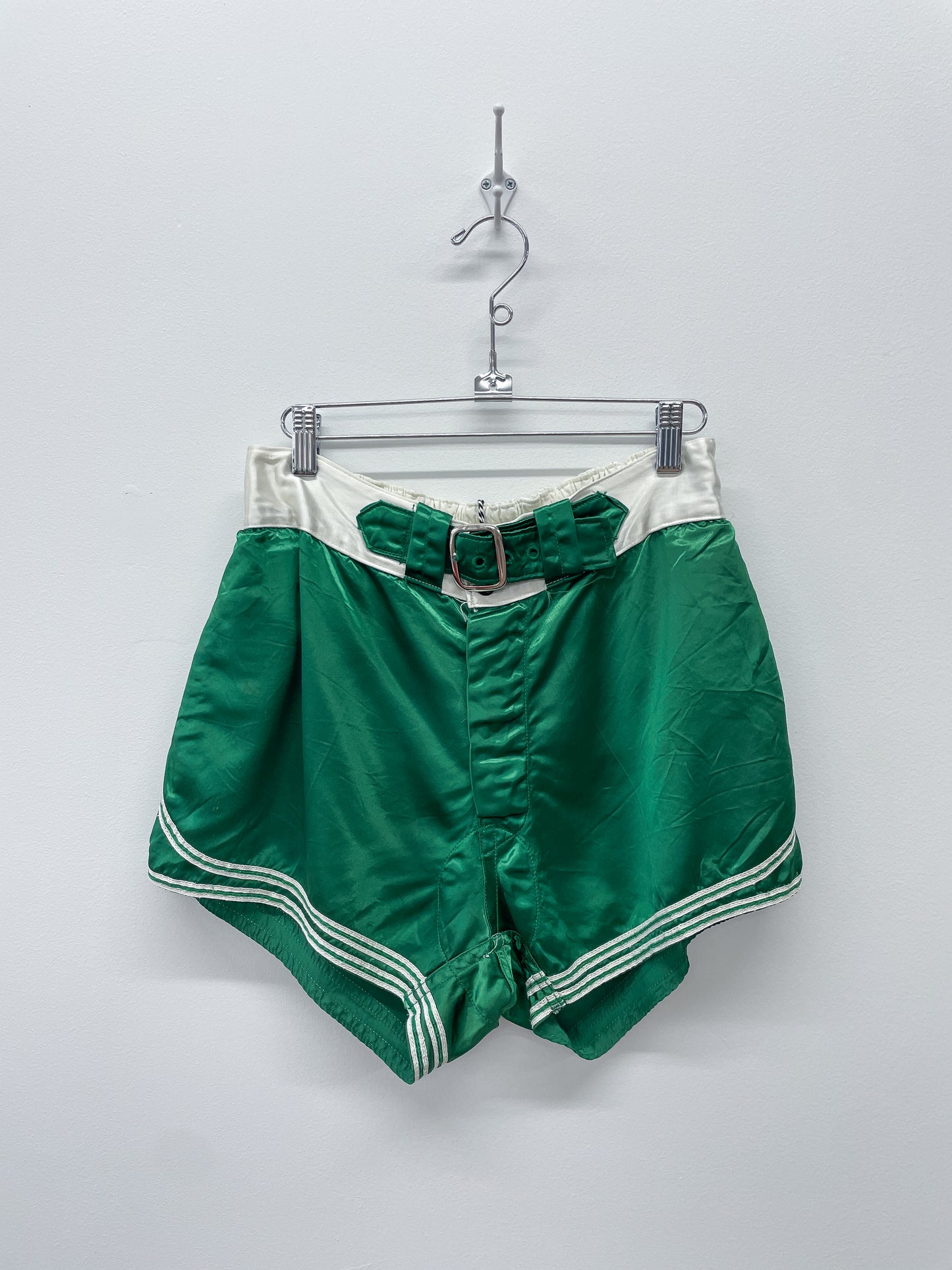 1940s Vintage Green Rayon Boxing Shorts