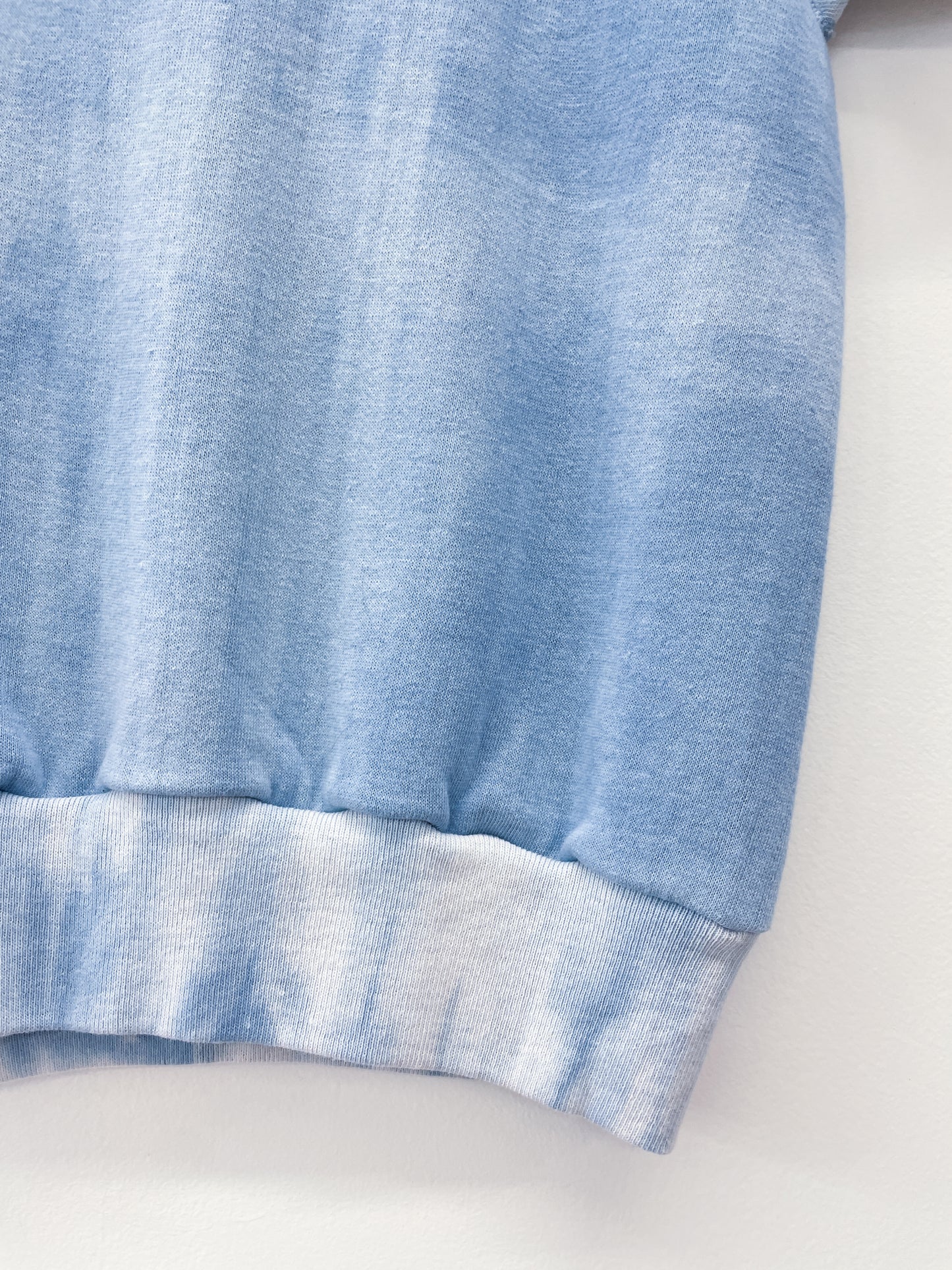 1970's Cloud Tie Dye Baby Blue Short Sleeve Crewneck Sweatshirt