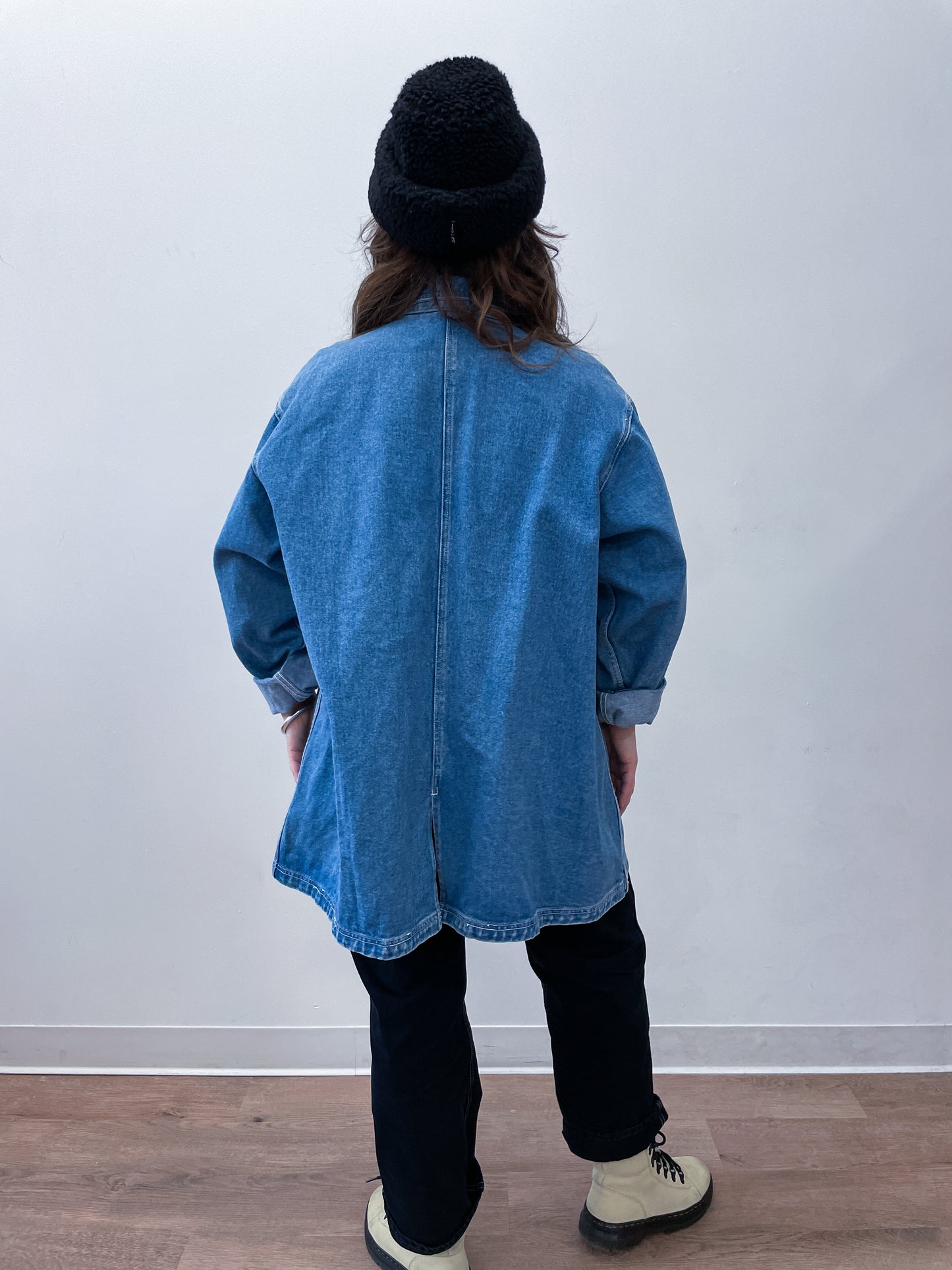 1990s Zip Front 100% Cotton Jean Chore Coat Jacket by Cherokee