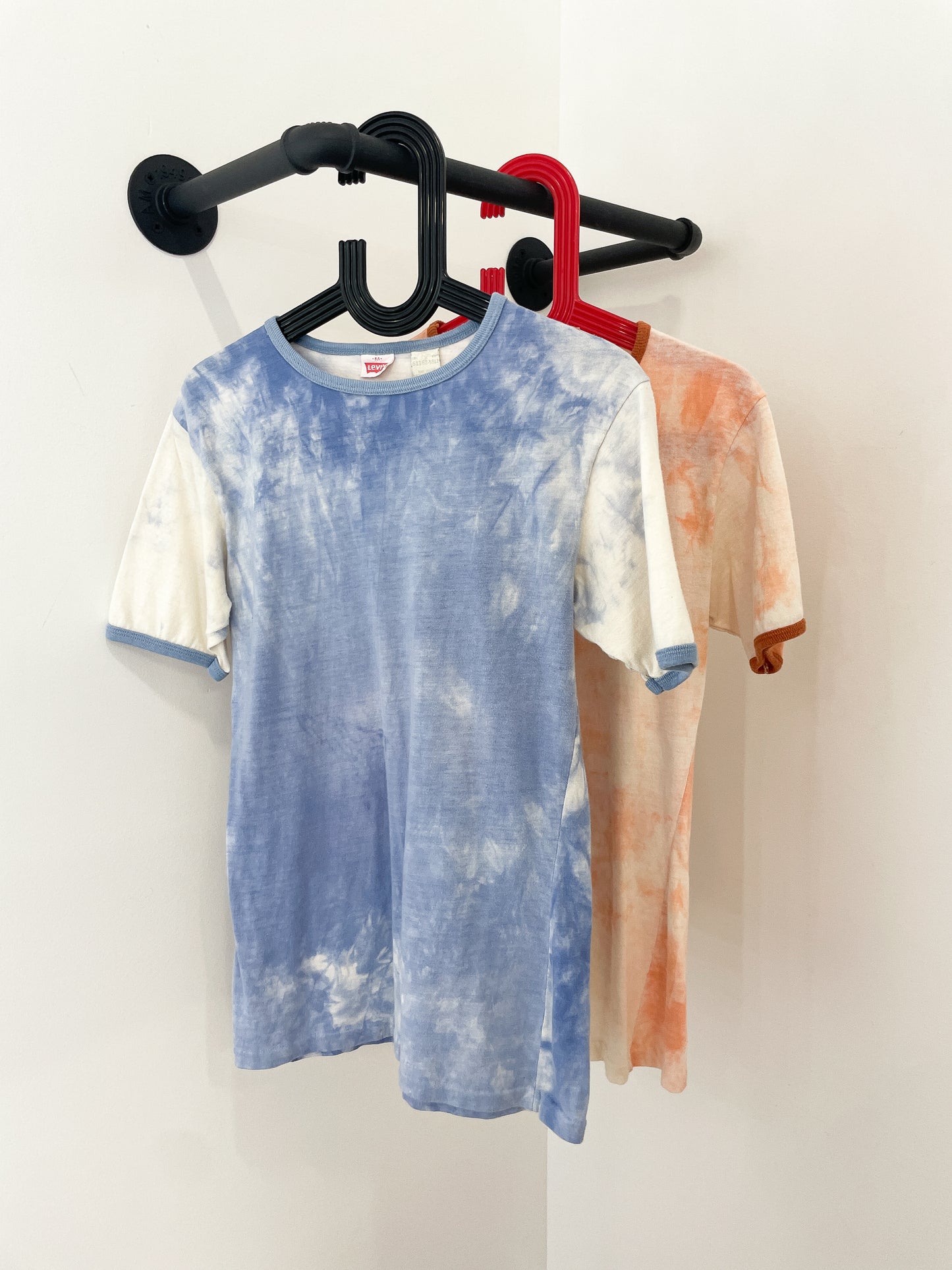 1970s Vintage Levi's Baby Blue Tie Dye Ringer T-Shirt