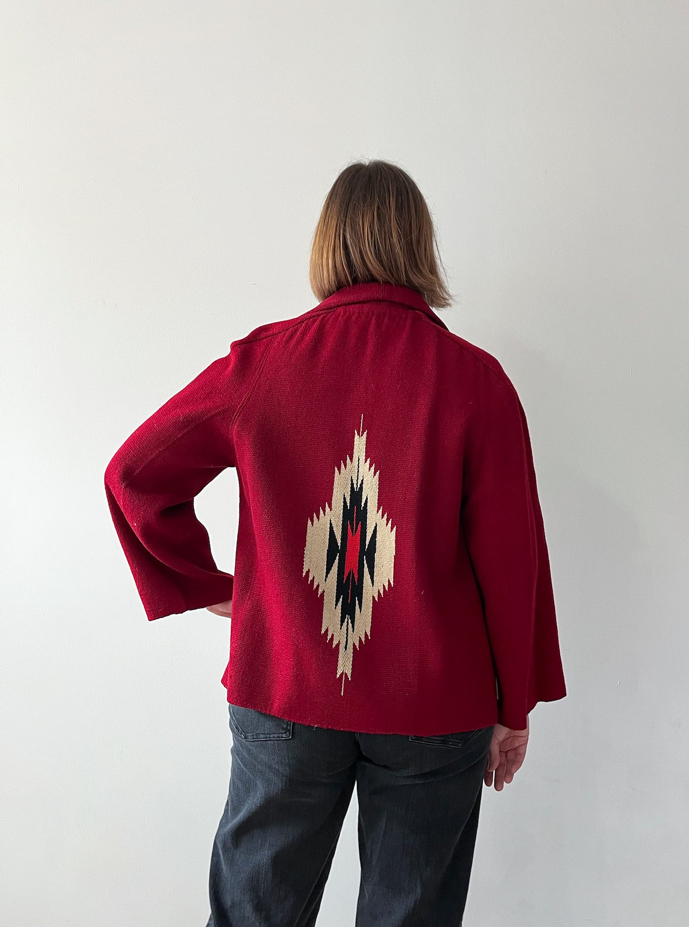 ジャケット・アウター 50S Losso HAND WOVEN CHIMAYO JACKET 1950s Vintage Chimayo Southwest Woven Wool Jacket Coat – The Getup