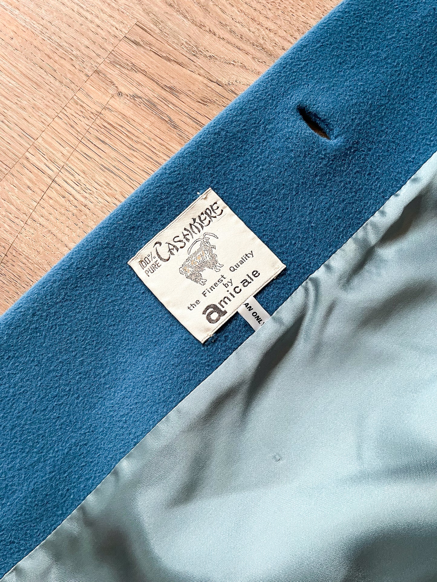 1960s Vintage Pure Cashmere Blue Collared Preppy Madeline Vibes Coat