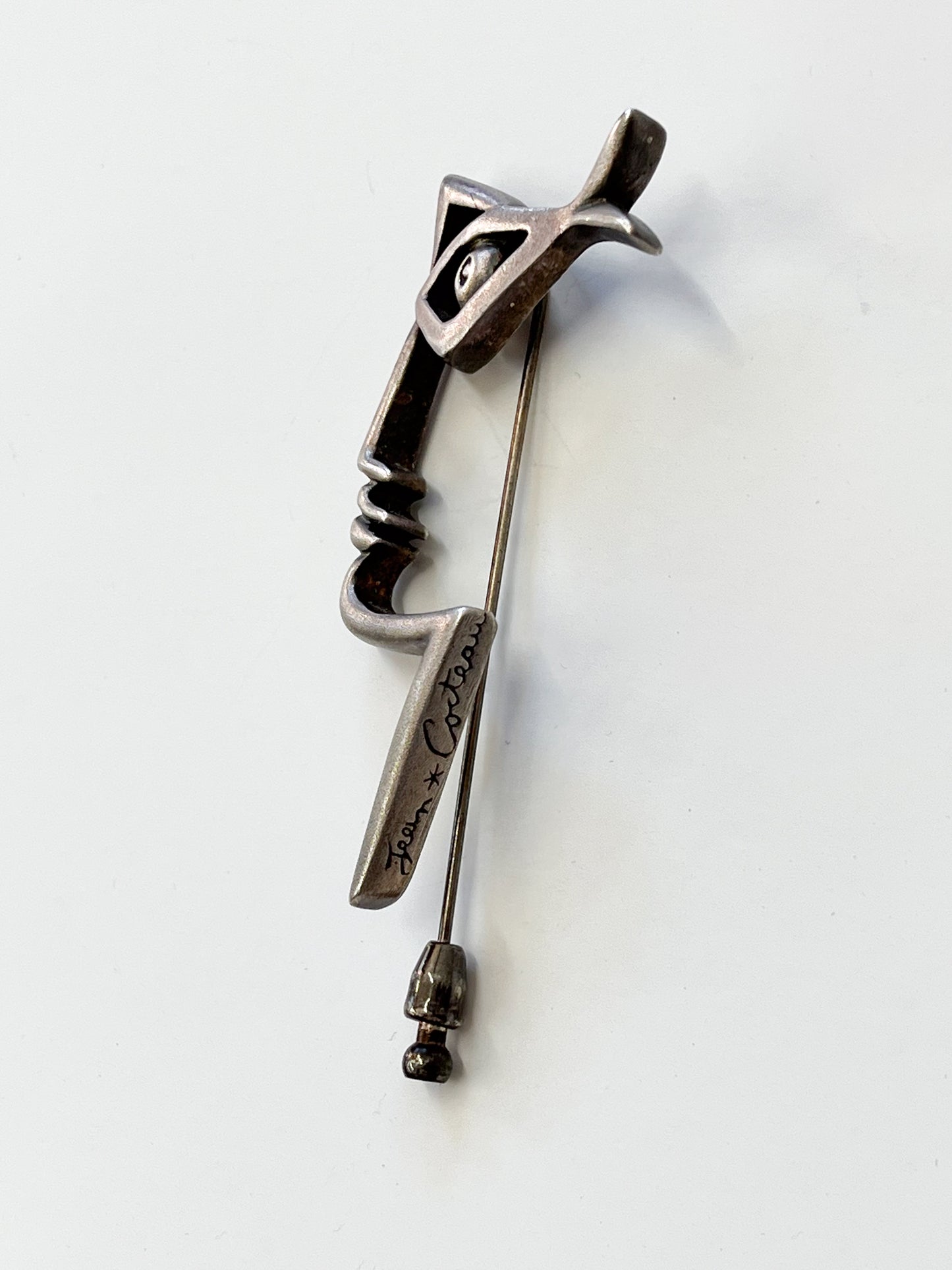 1990s Vintage Jean Cocteau El Perfil (The Profile) Abstract Face Fish Brooch