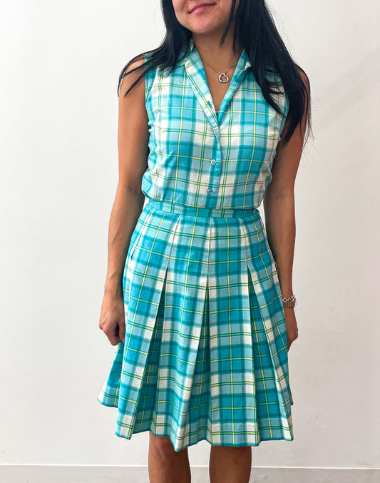 1960s Vintage Turquoise Plaid Coordinated Mix and Match Set by Bobbie Brooks