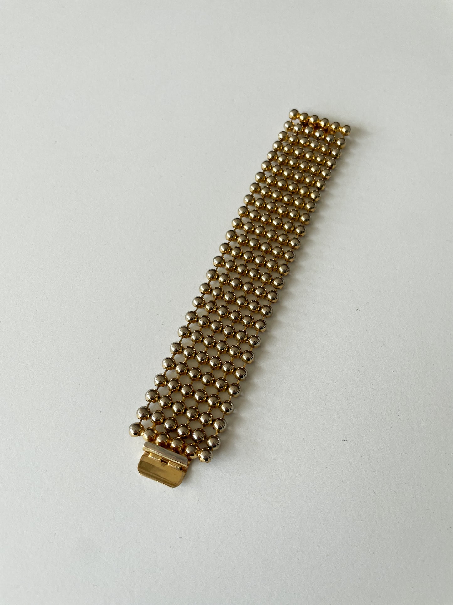 1980s Vintage Gold Tiny Ball Links Bracelet