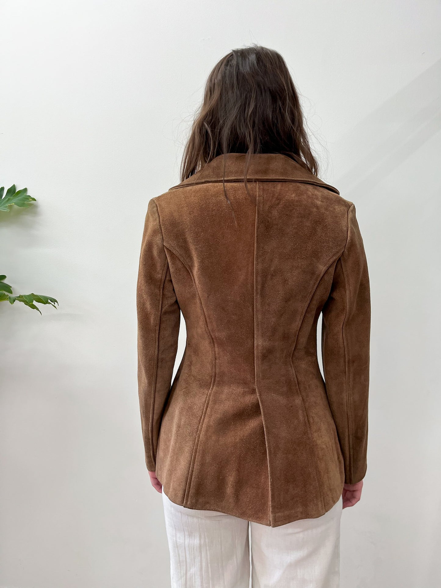 1970s Vintage Brown Suede Leather Snap Jacket with Belt