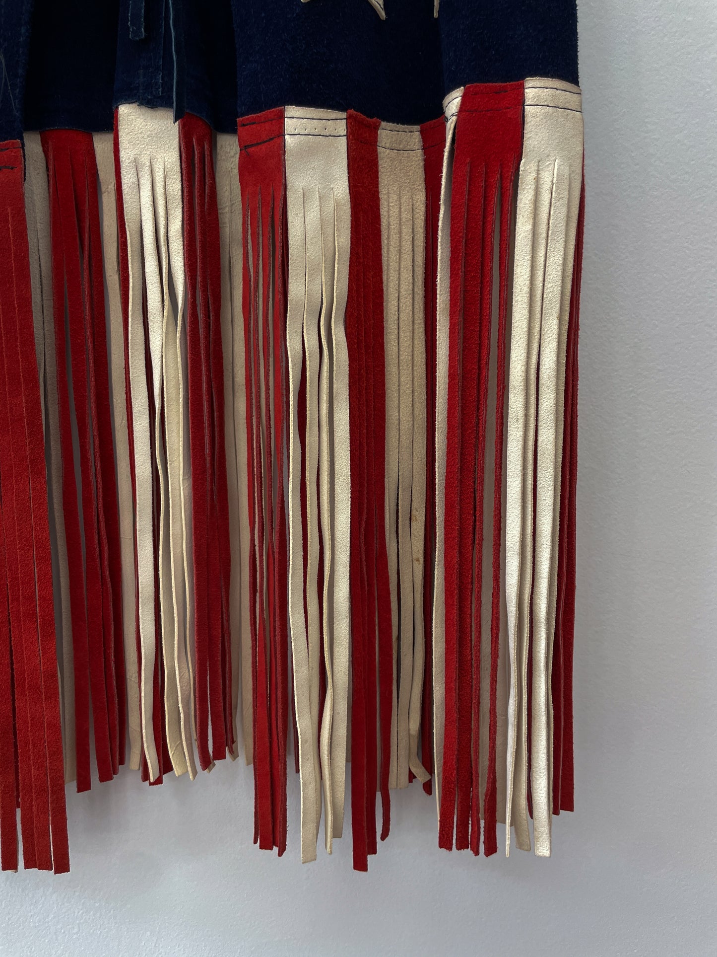 1960s 1970s Vintage Stars and Stripes Suede Fringe Vest RARE