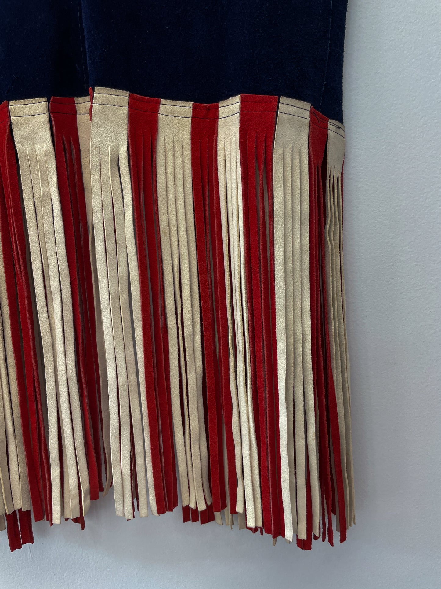 1960s 1970s Vintage Stars and Stripes Suede Fringe Vest RARE