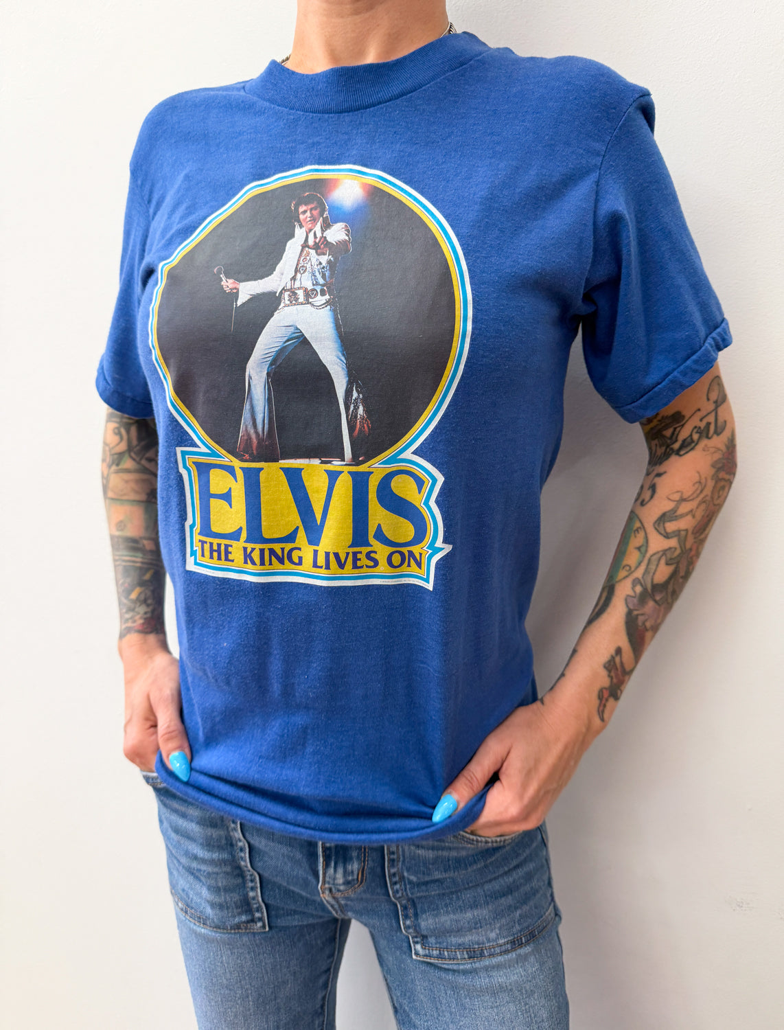 1970s Vintage Elvis Presley King of Rock N Roll Iron On Tee