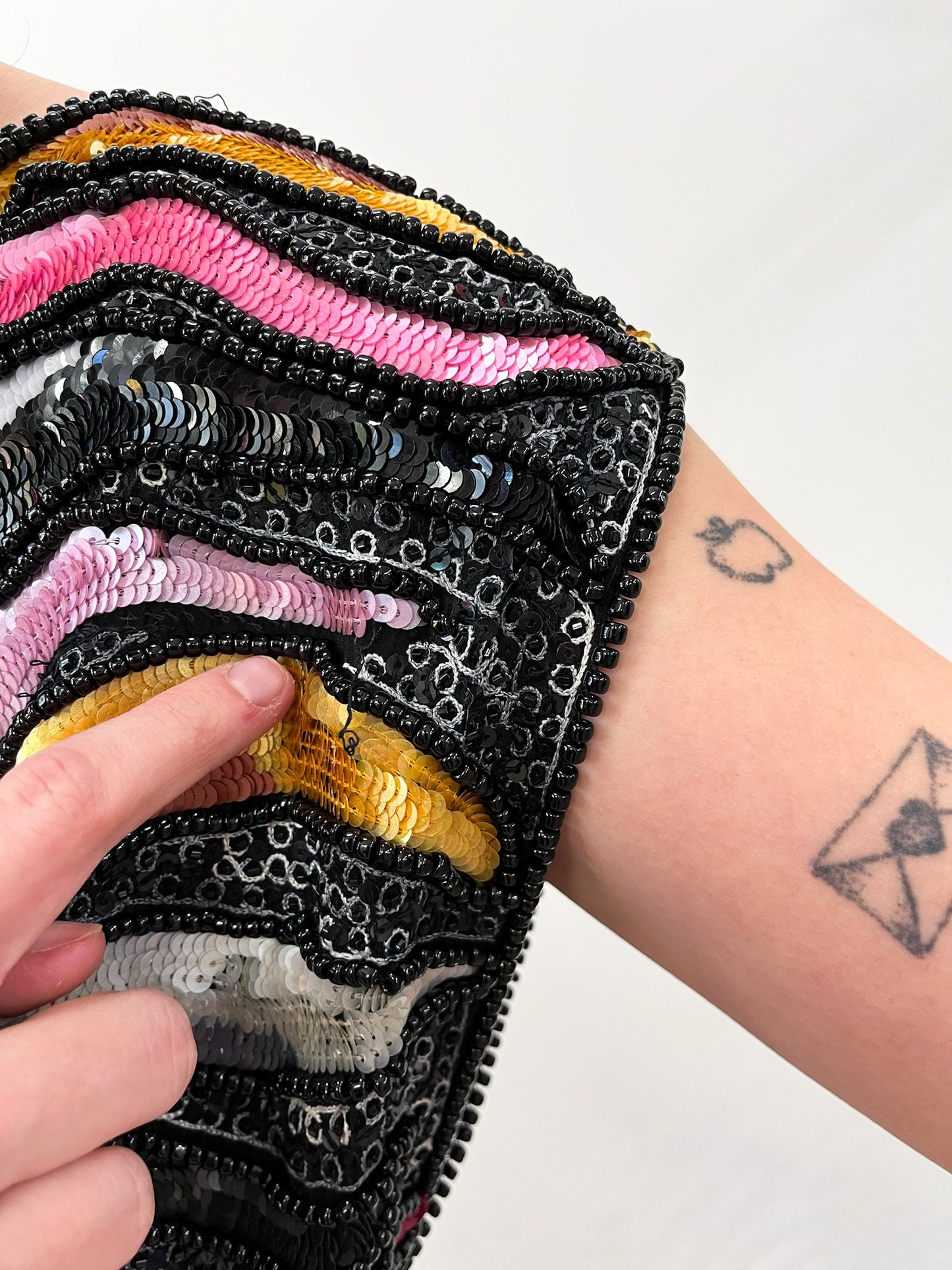 1980s Vintage Sequins All Over Rainbow Waves Heavily Beaded Silk Party Dress - NWT