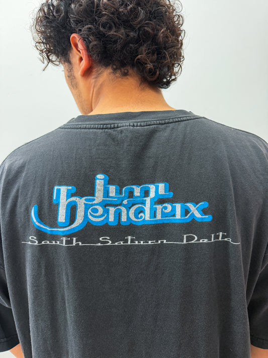 1990s Vintage Jimi Hendrix South Saturn Delta Motorcycle Photo Tee