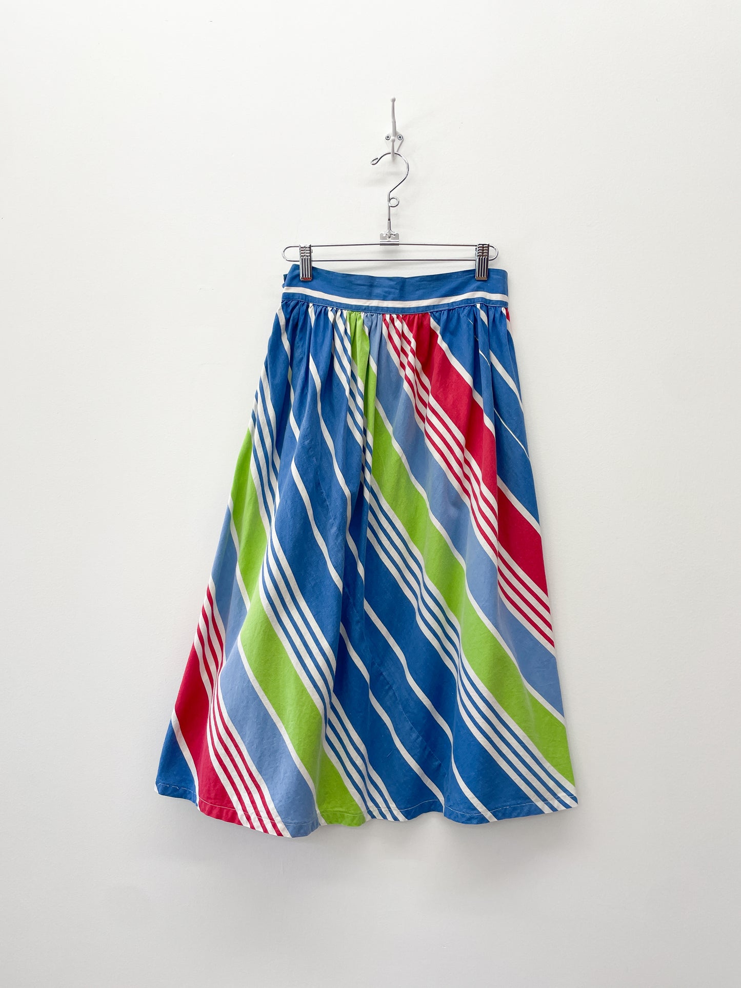 1950s Vintage Handmade Cotton Striped Midi Summer Skirt