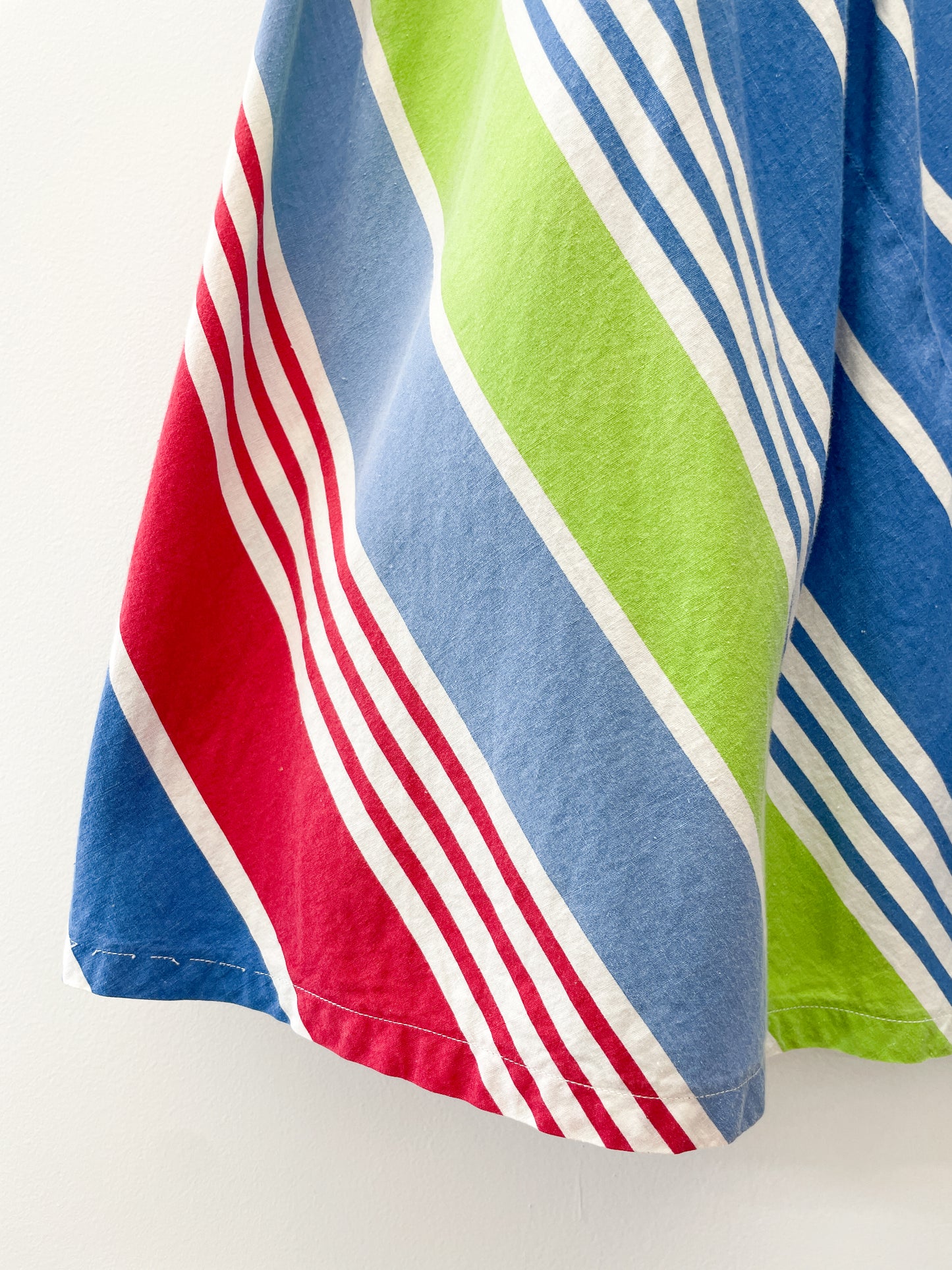 1950s Vintage Handmade Cotton Striped Midi Summer Skirt