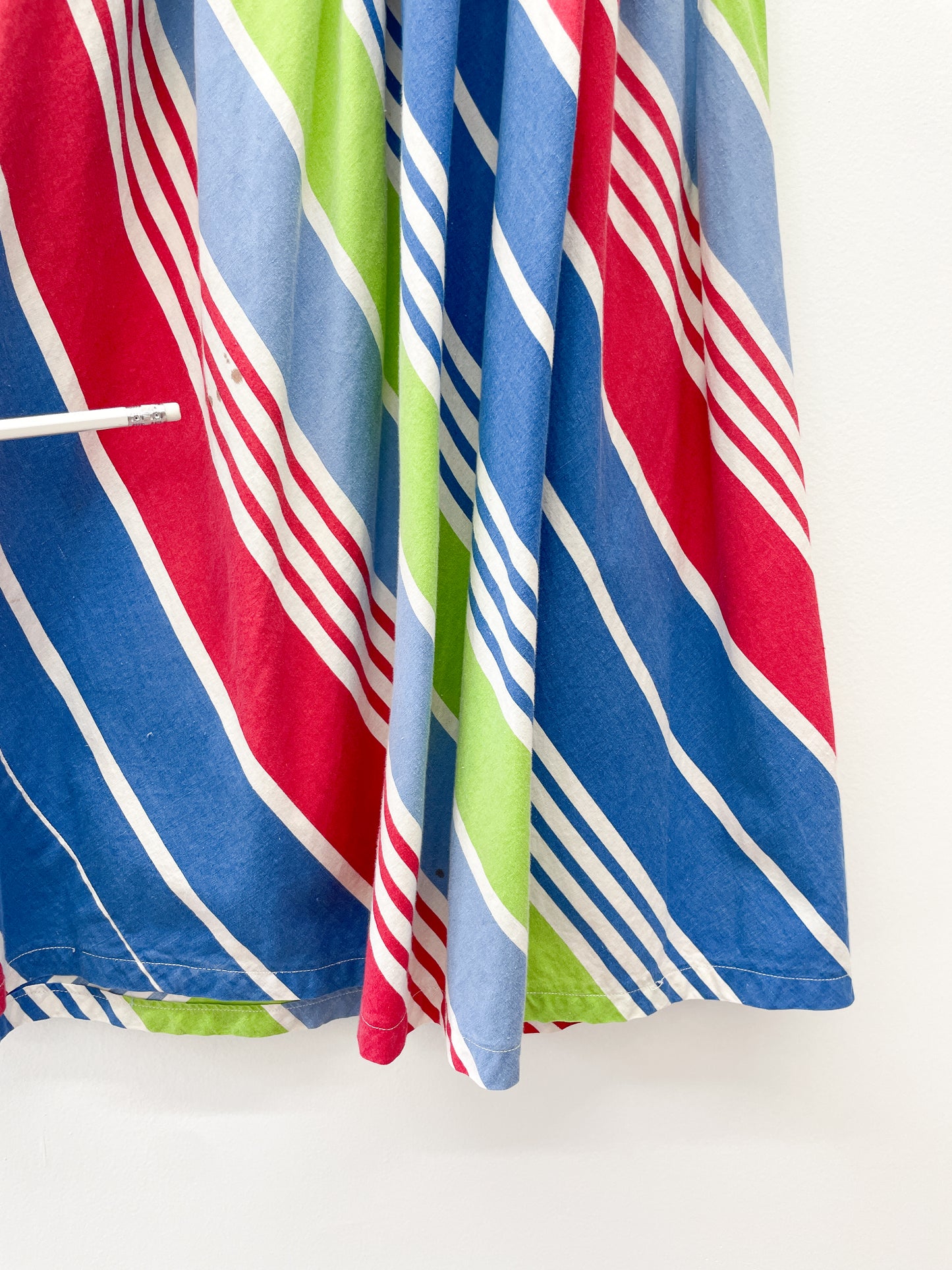 1950s Vintage Handmade Cotton Striped Midi Summer Skirt