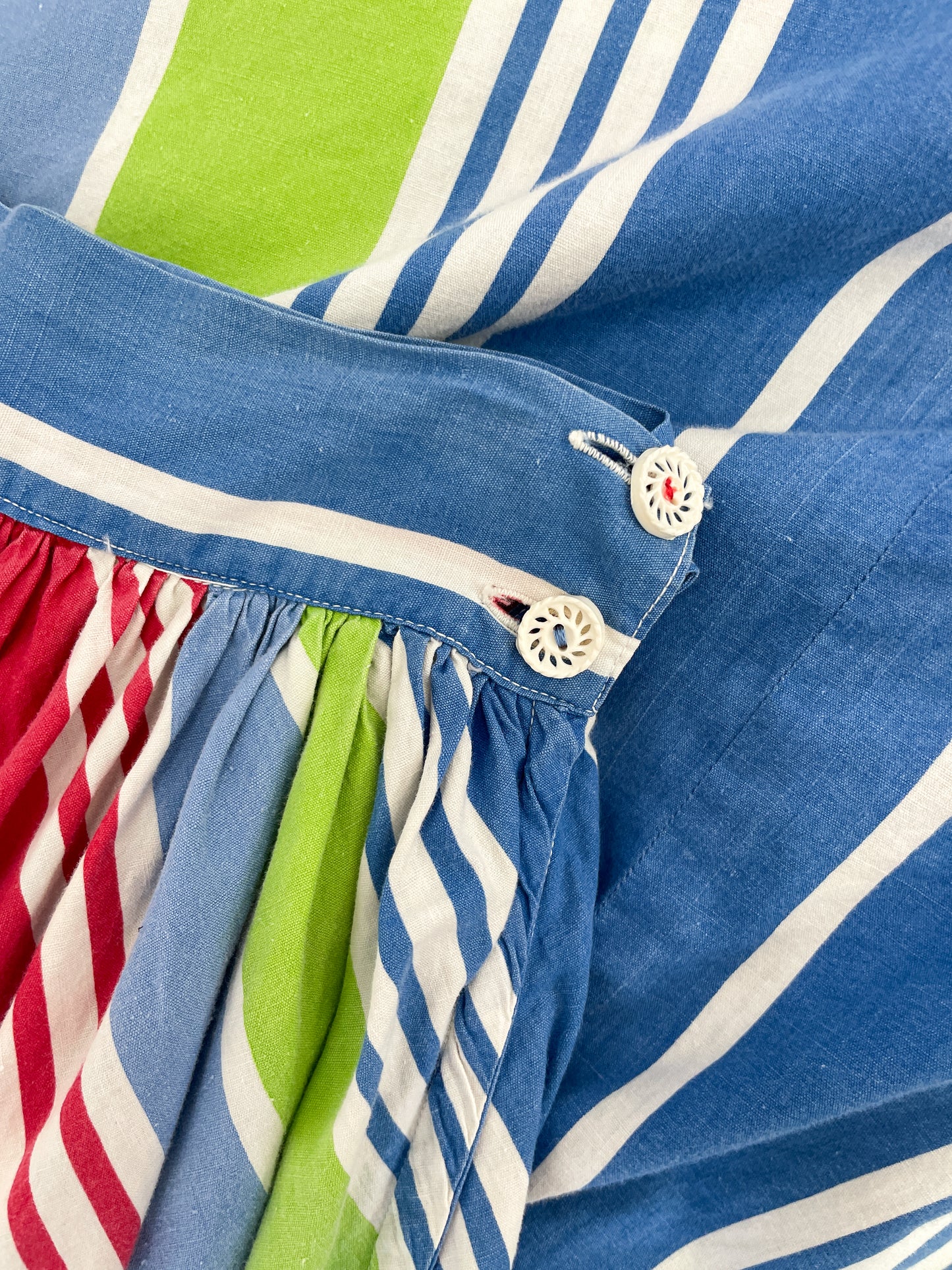 1950s Vintage Handmade Cotton Striped Midi Summer Skirt