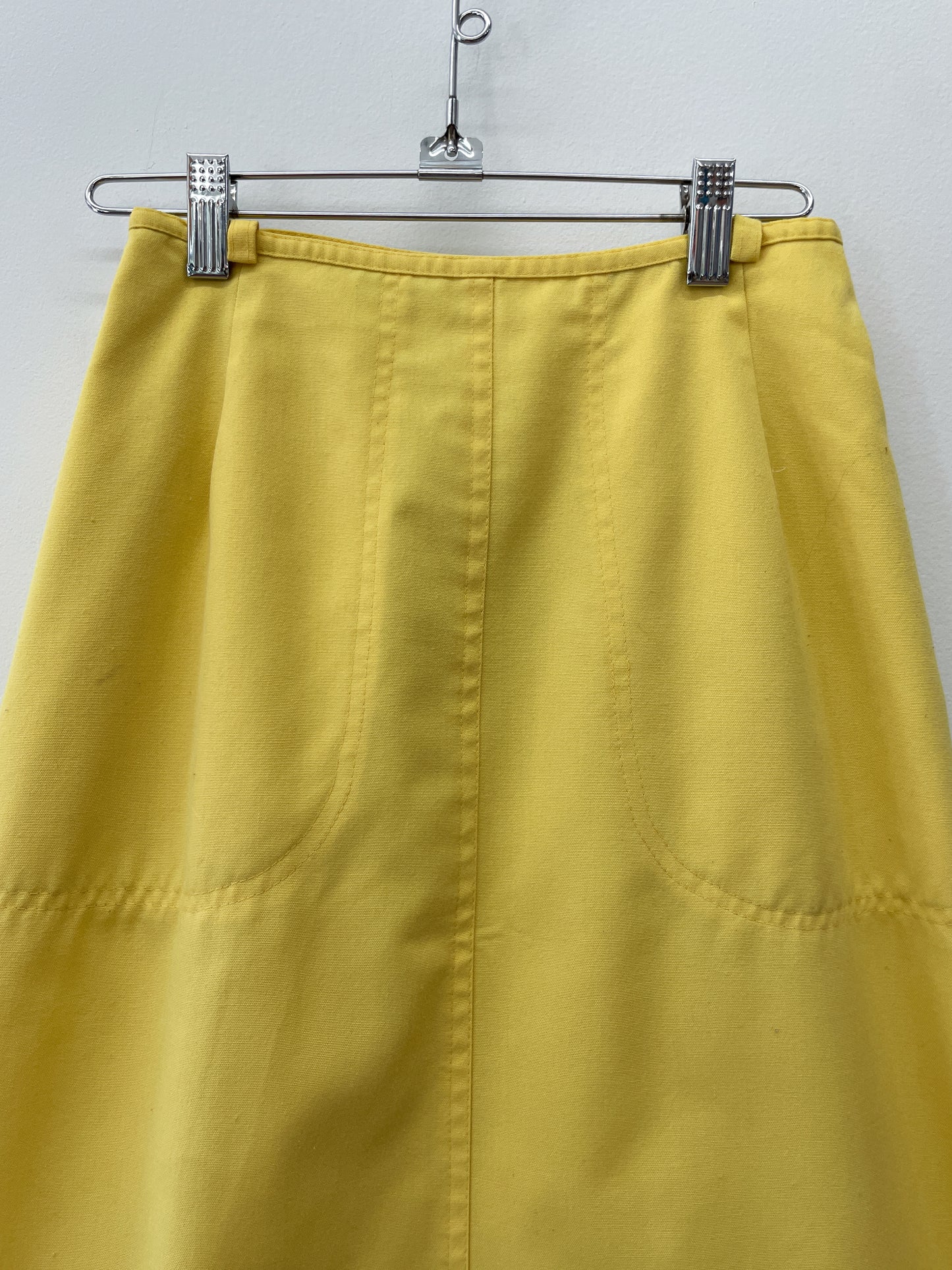 1980s Vintage Yellow Cotton Big Pocket Wrap Skirt