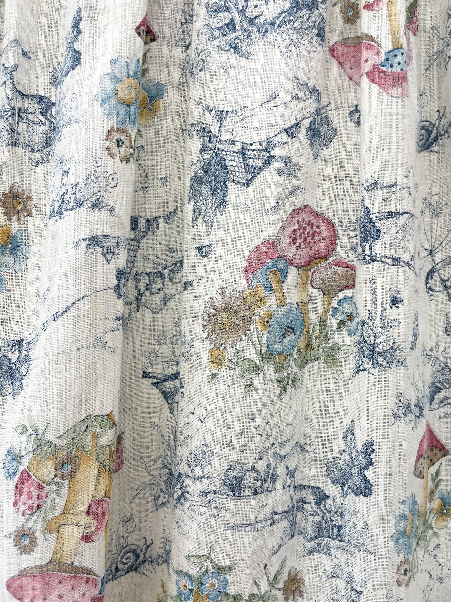 1970s Vintage Mushroom Print Denim Collared Blouse