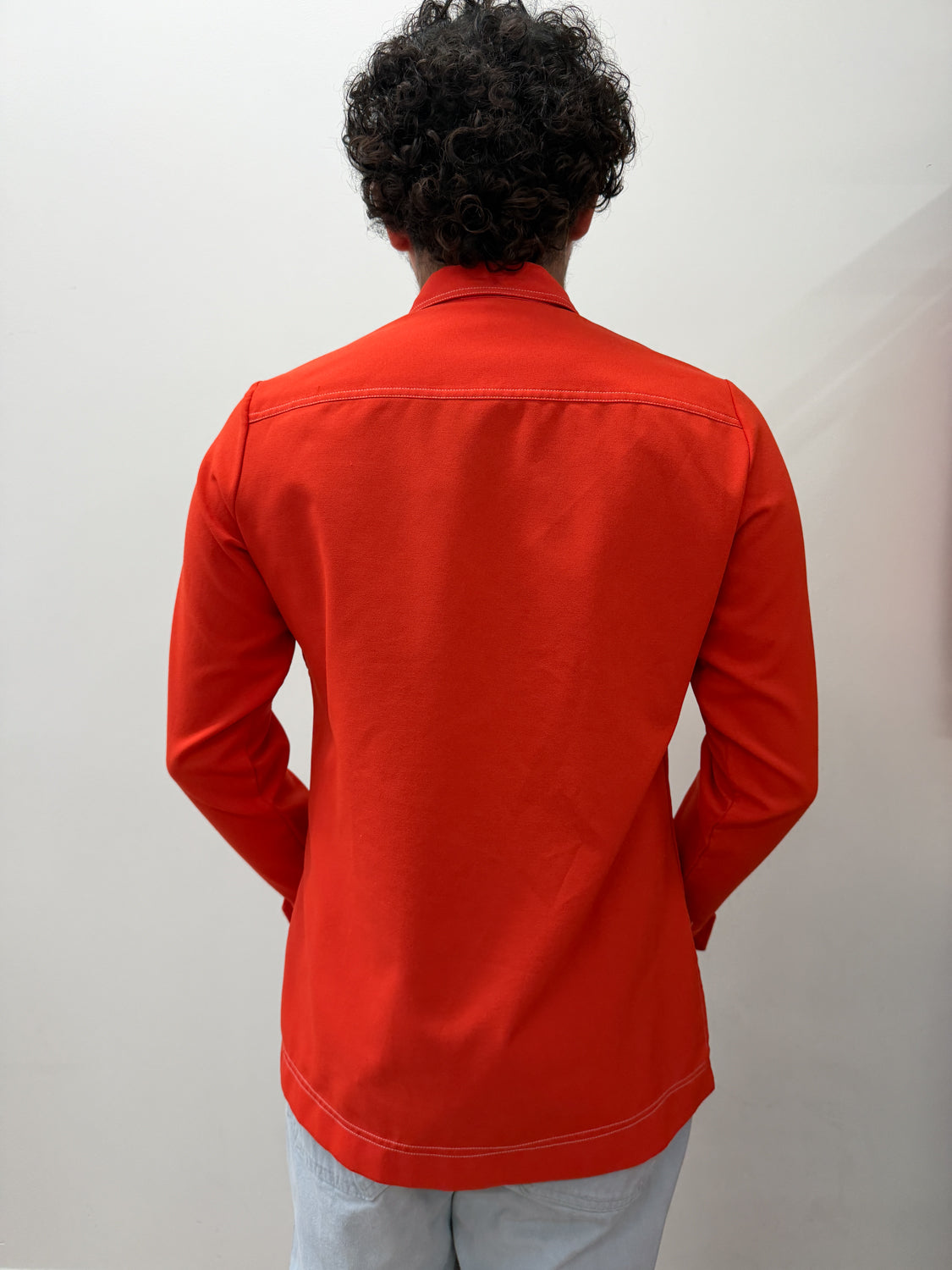 1970 Vintage Mod Orange Disco Western Dagger Collar Shirt