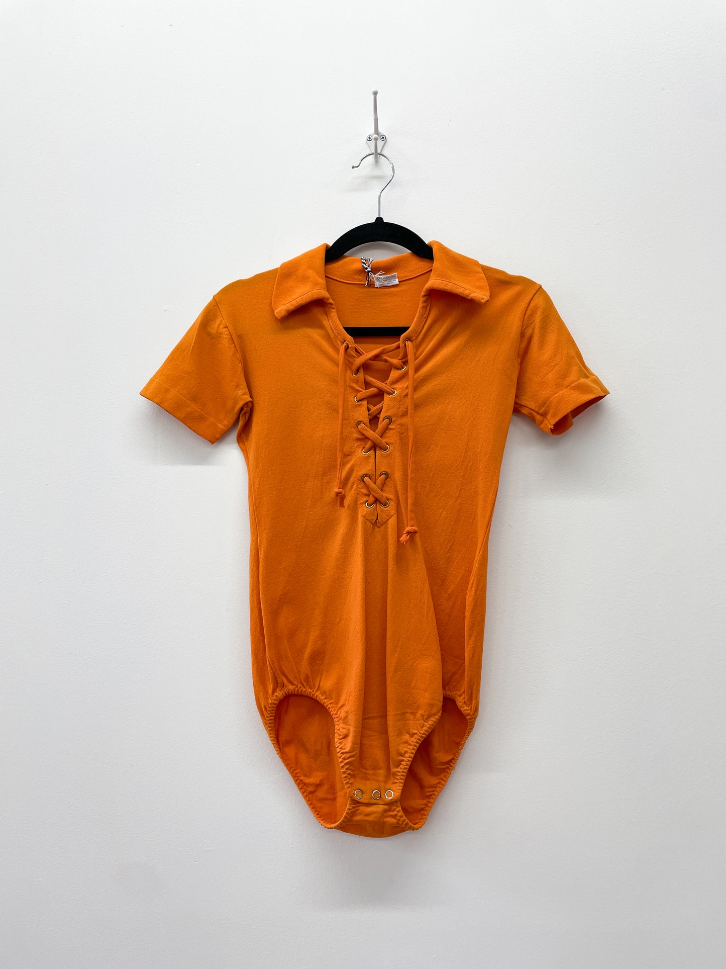 1970s Vintage Burnt Orange Lace-Up Bodysuit