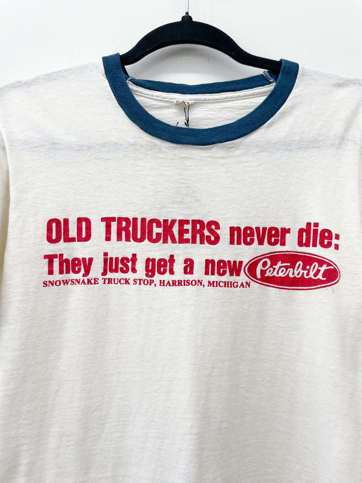 1970s Vintage Old Truckers Never Die Peterbilt Truck Stop Tee Shirt
