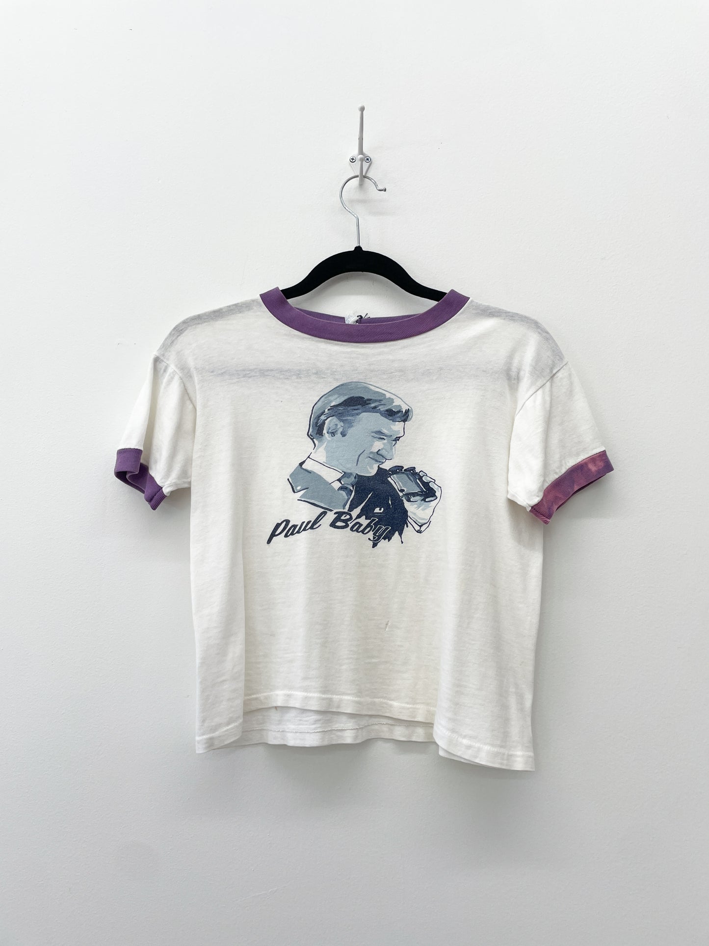 1970s Vintage Paul Baby Cropped Ringer Tee Shirt