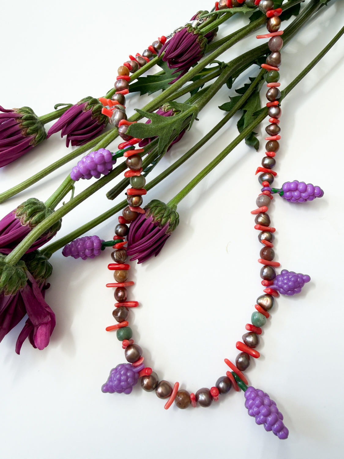 Grapes! Beaded Charm Necklace | Erin Wakeland Studio