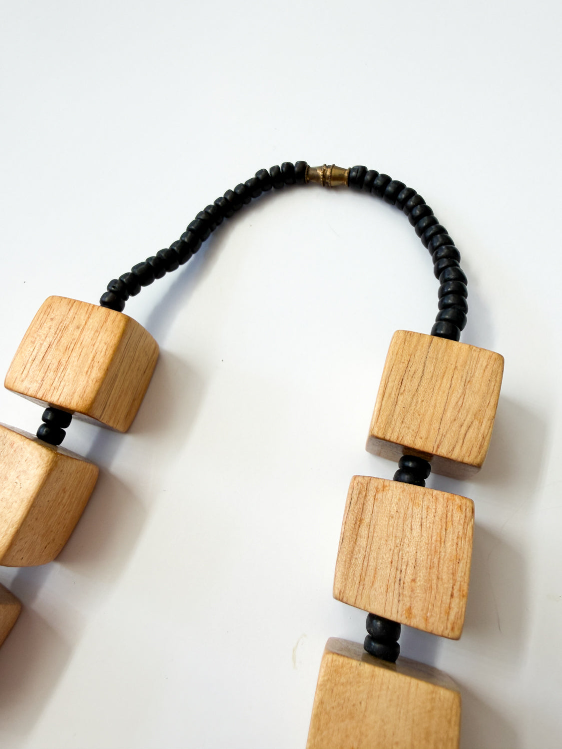 1980s Vintage Wooden Cube Blocks Necklace